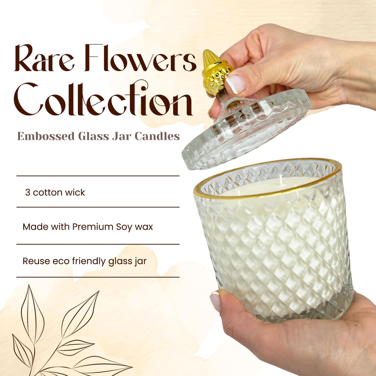 VIONAMI Luxury Scented Candle Gift, Ghost Orchid Rare Flower Fragrance Soy Candle in Glass Jar, 14.8oz, 80Hr Burn, Scented Candles for Women, Birthday Gift for Her, Luxury Candles for Women