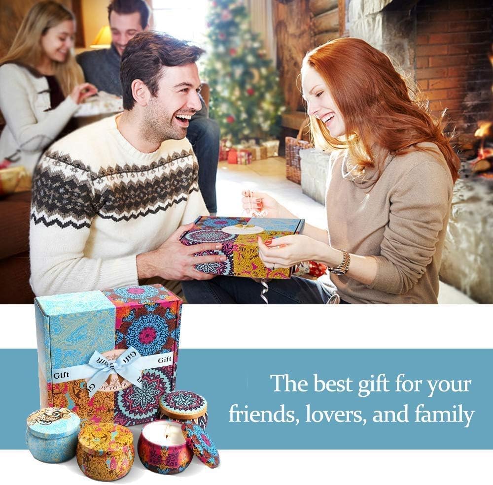Candle Gift Set Bundle for Women, 2 Sets of 4 Scented Candles (8 Total), 8% Essential Oils, 240H Long Burning Aromatherapy Candles for Home