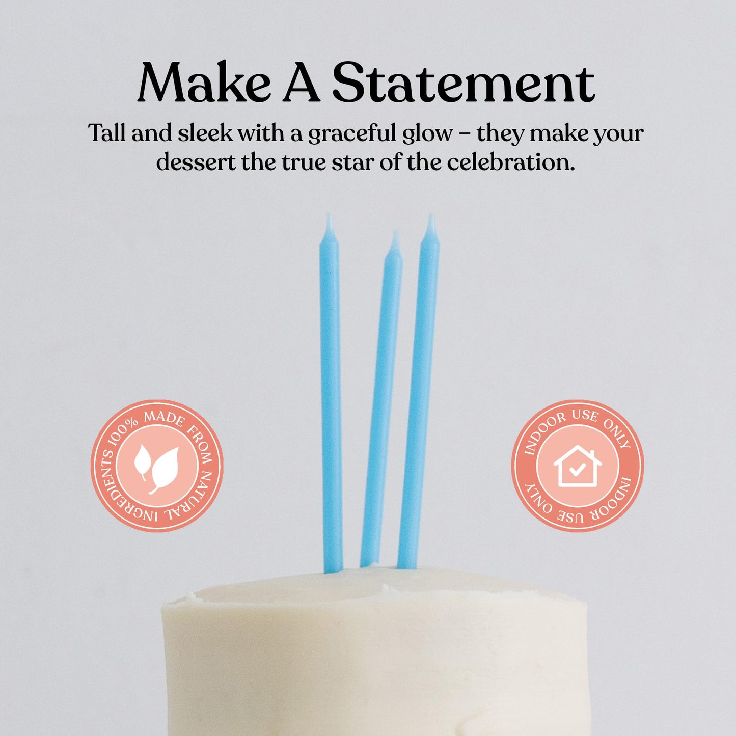 Sisterly Market 20 Count Tall Skinny Blue Solid Birthday Cake Candles for Birthday Wedding Party Cakes Decorations