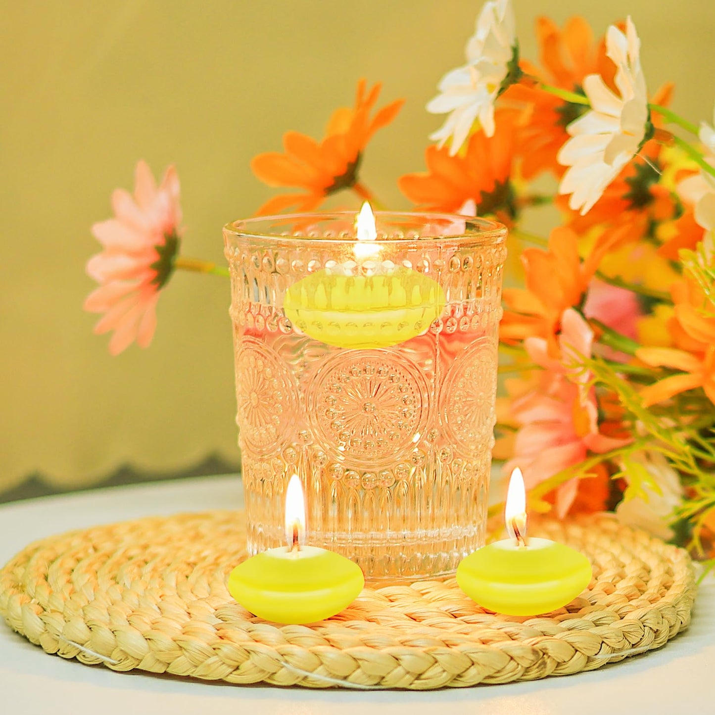 20 Pcs Floating Candles Centerpieces, 1.5 Inch Unscented Floating Candles Small Decoration for Valentine's Day, Thanksgiving, Wedding, Holiday, Parties and Home Decor