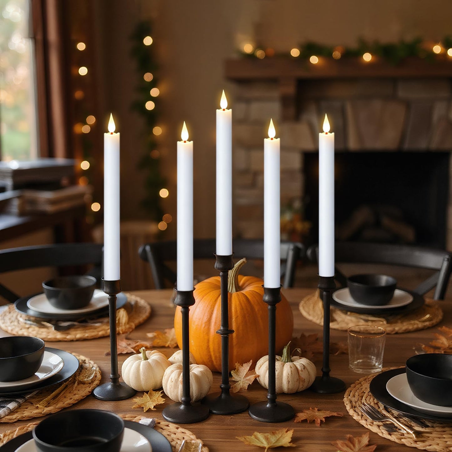GenSwin Rechargeable Flameless Taper Candles with Charging Base, 6 Pack White LED Taper Candles Battery Operated with 2 Remote Timer, Real Wax Flameless Candlesticks for Holiday Christmas Home Decor