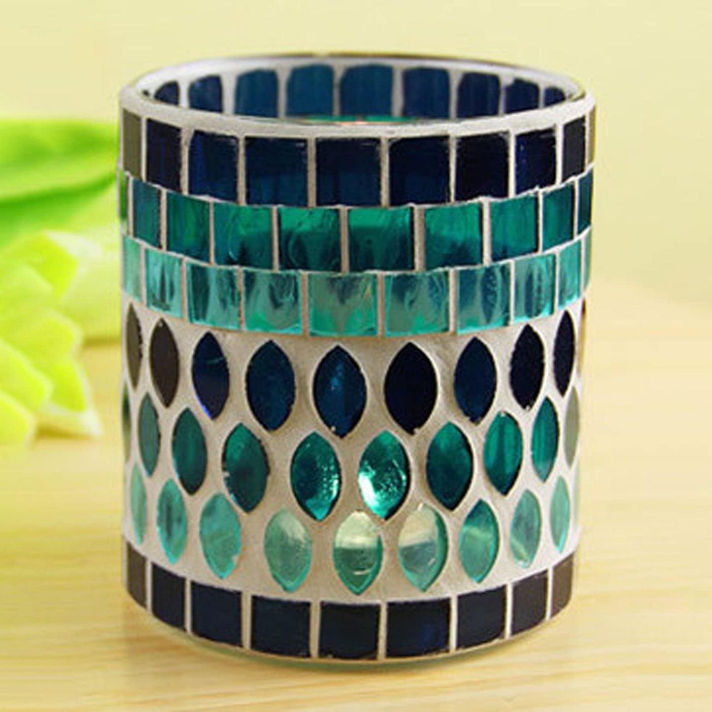 Glass Votive Candle Holder for Tealight, Mosaic Glass Tealight Candle Holder, Handmade Romantic Aromatherapy Candle Lamp Candle Jar Cup for Wedding Centerpiece Party Table Decorations