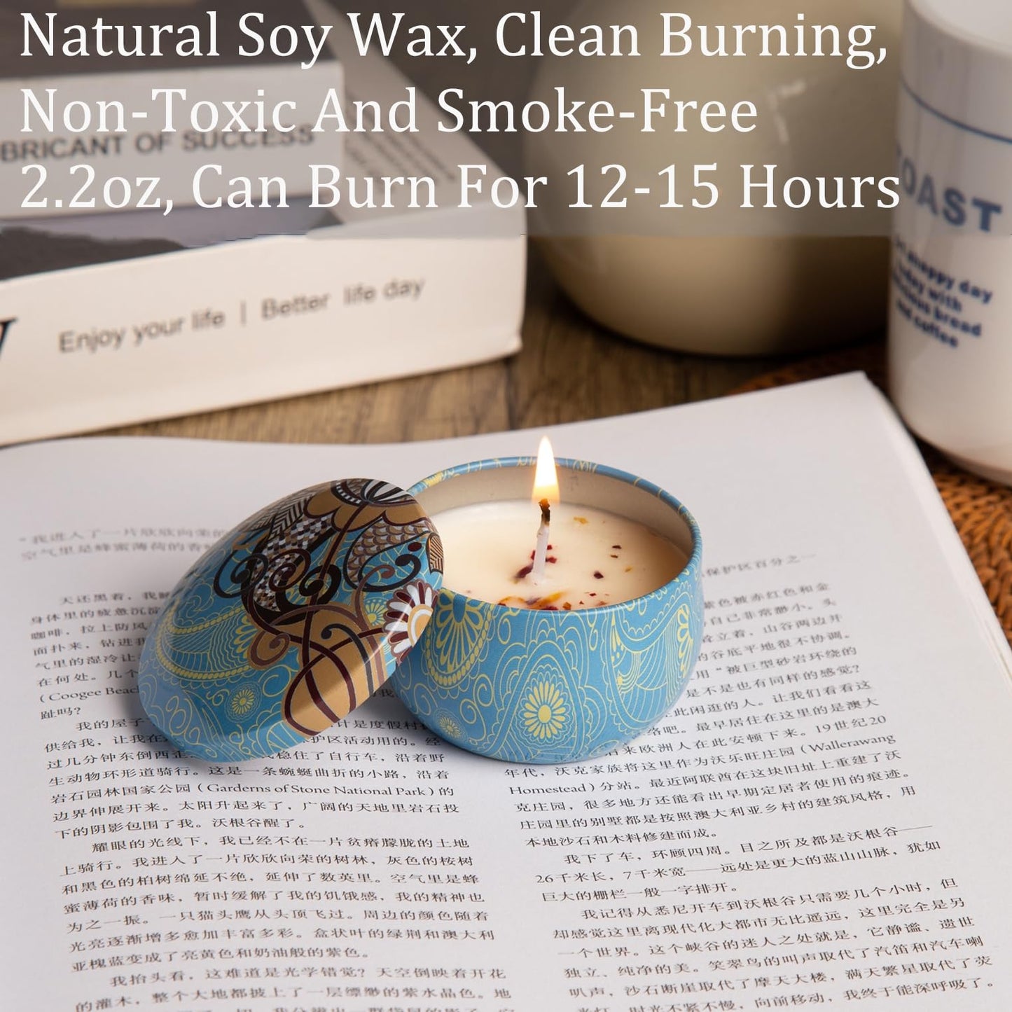 Scented Candles Gift Set, Natural Soy Candles Non Toxic, 4 Pack