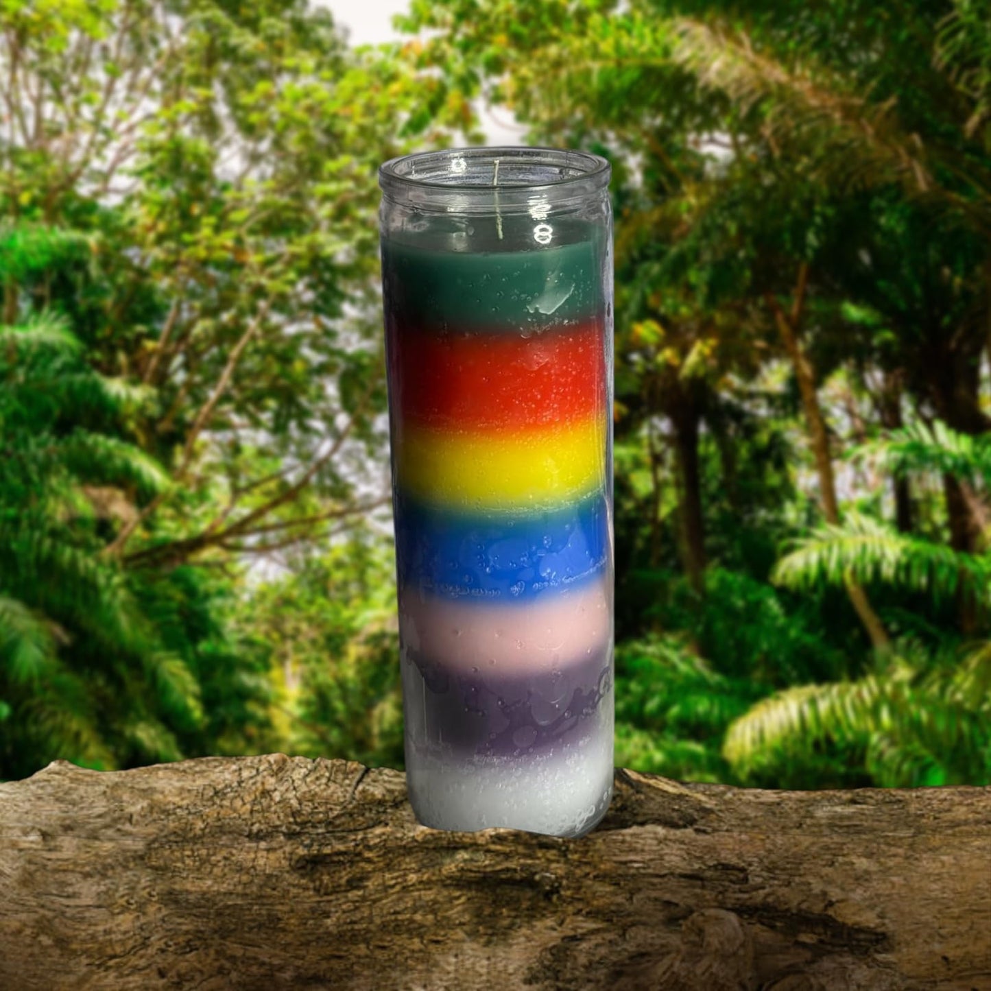 7 Day Prayer Candle, Glass Jar Religious 7 Color Layered Design, Unscented Spiritual Meditation Candle