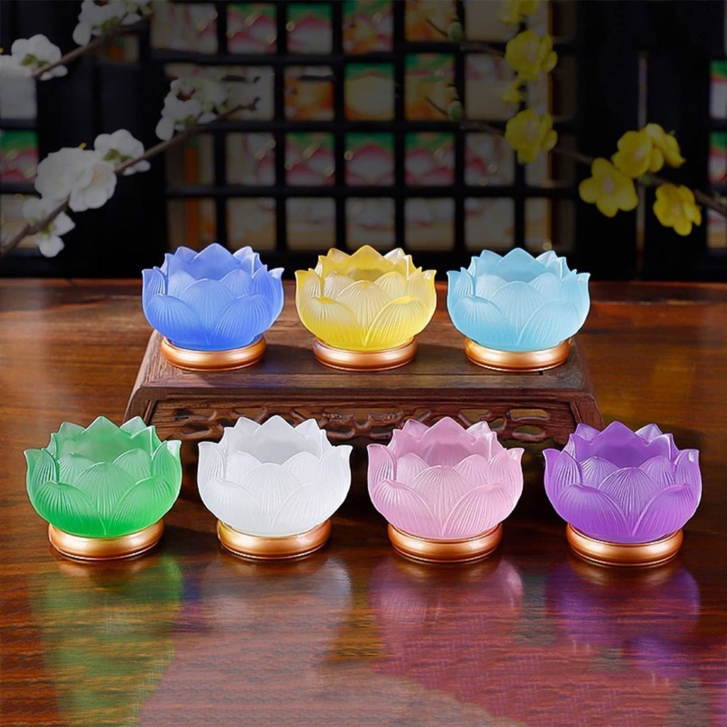 cfycfy987 Candelabra Glazed Lotus Candlestick Household Decoration Ornaments Candle Holder Household Offering Lamp Holder Candle Sticks Holder(Purple)
