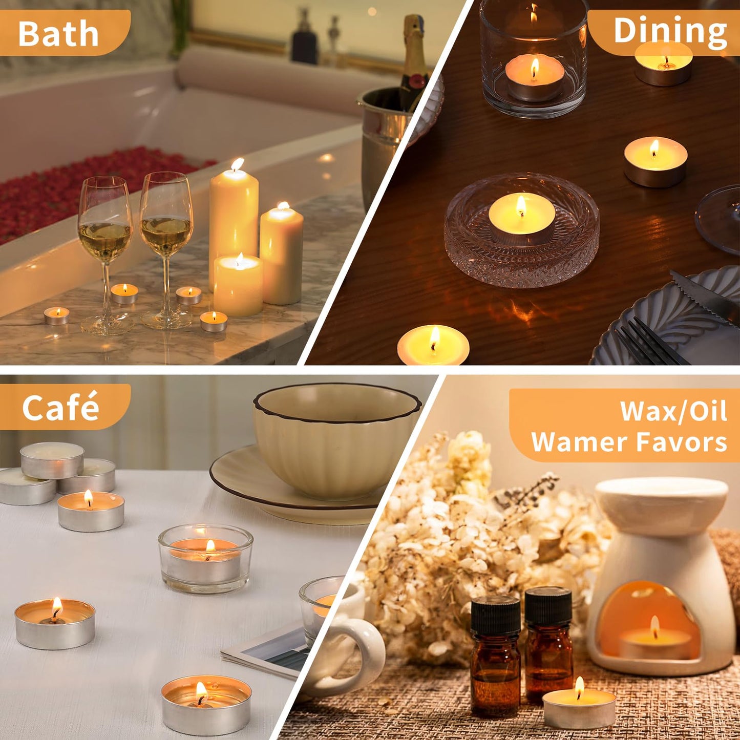 50 Pcs Soy Wax Tealight Candles,100% Natural- 4 Hours White Soy Tea Lights Candle, Paraffin-Free/Unscented Small Tea Candles for Party, Home, Wedding, Emergency