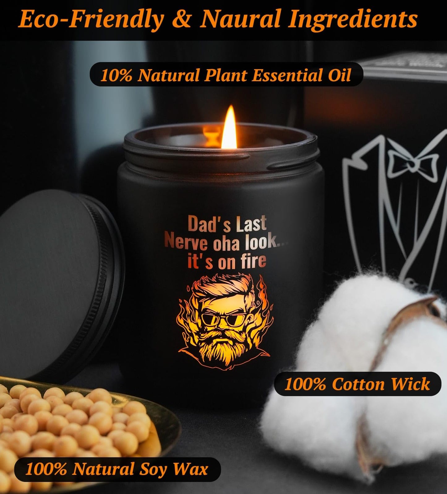 Christmas Candles for Men,Christmas Gifts from Kids, Birthday Xmas Holiday Candle Gifts for Dad, Dad's Last Nerve,Leather Scented,Perfect for Xmas,New Year,Winter Décor,Over 40 Hours,100% Soy Wax