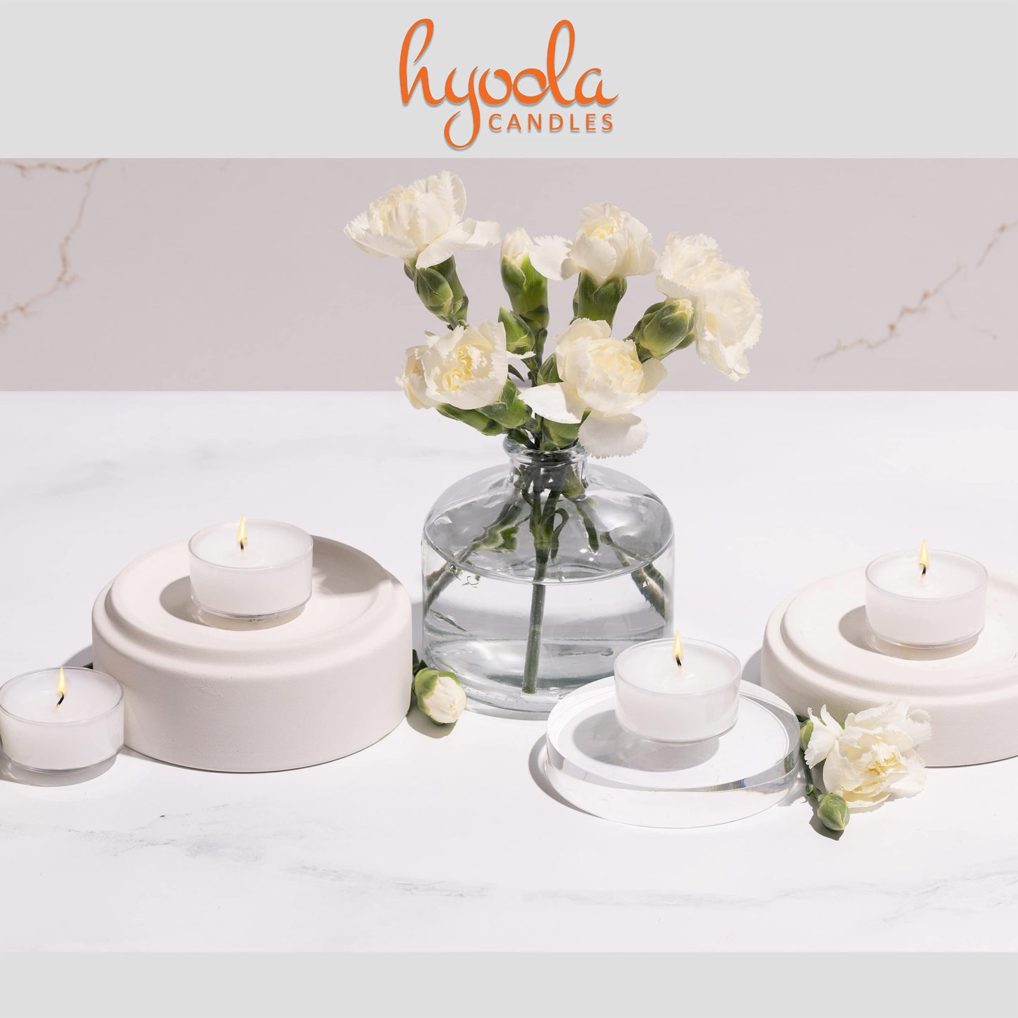 HYOOLA Scented Tealight Candles - Clear Cup - White Tealight Candles Scented - 6 Hour Burn Time - 15 Pack - European Made