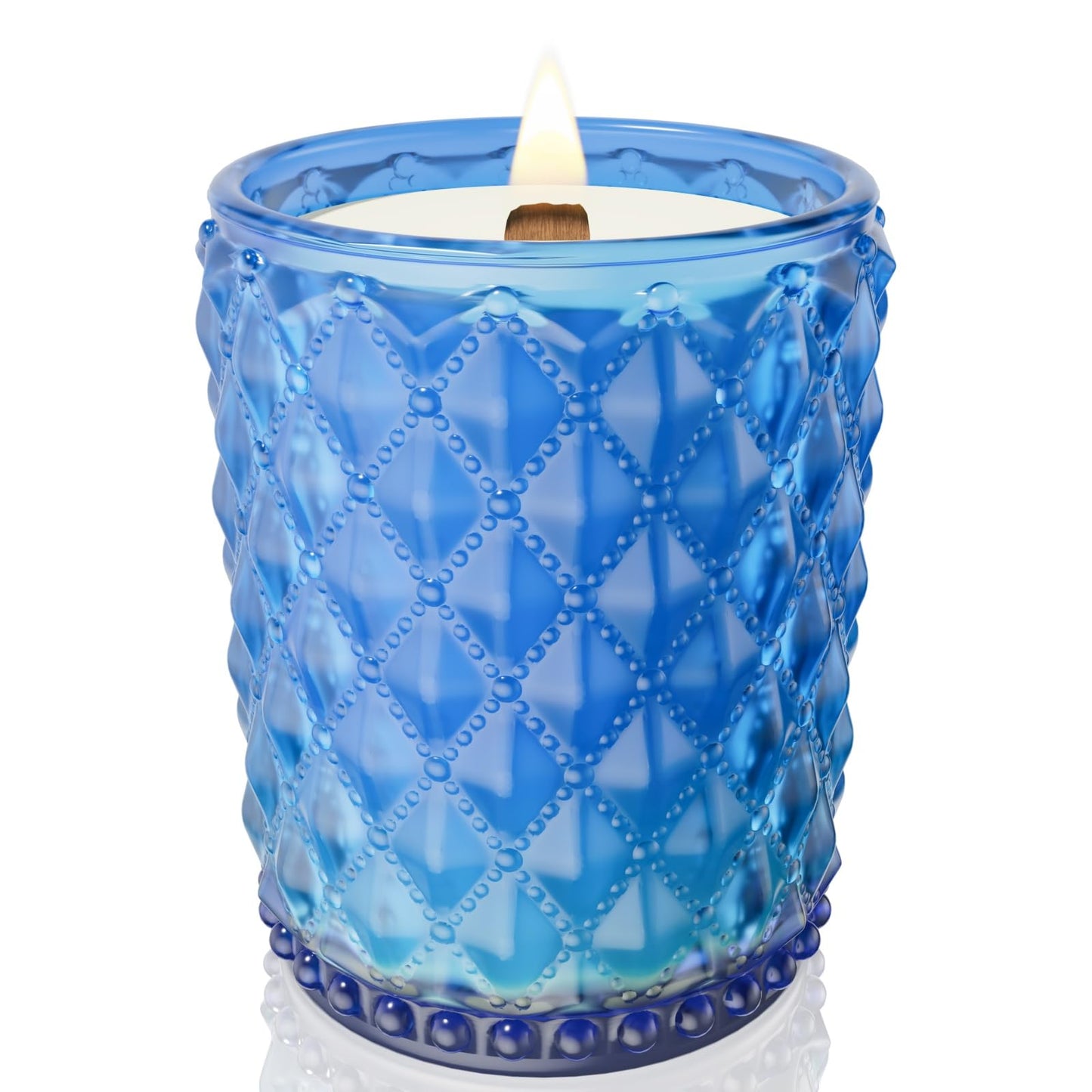 M&SENSE 16.6oz Wood Wick Scented Candle, Non Toxic Soy Wax with Crackling Wick, Ocean Breeze Scent 100H Burn Long Lasting for Bedroom Kitchen Home Decor, Housewarming Gifts for Family Friends
