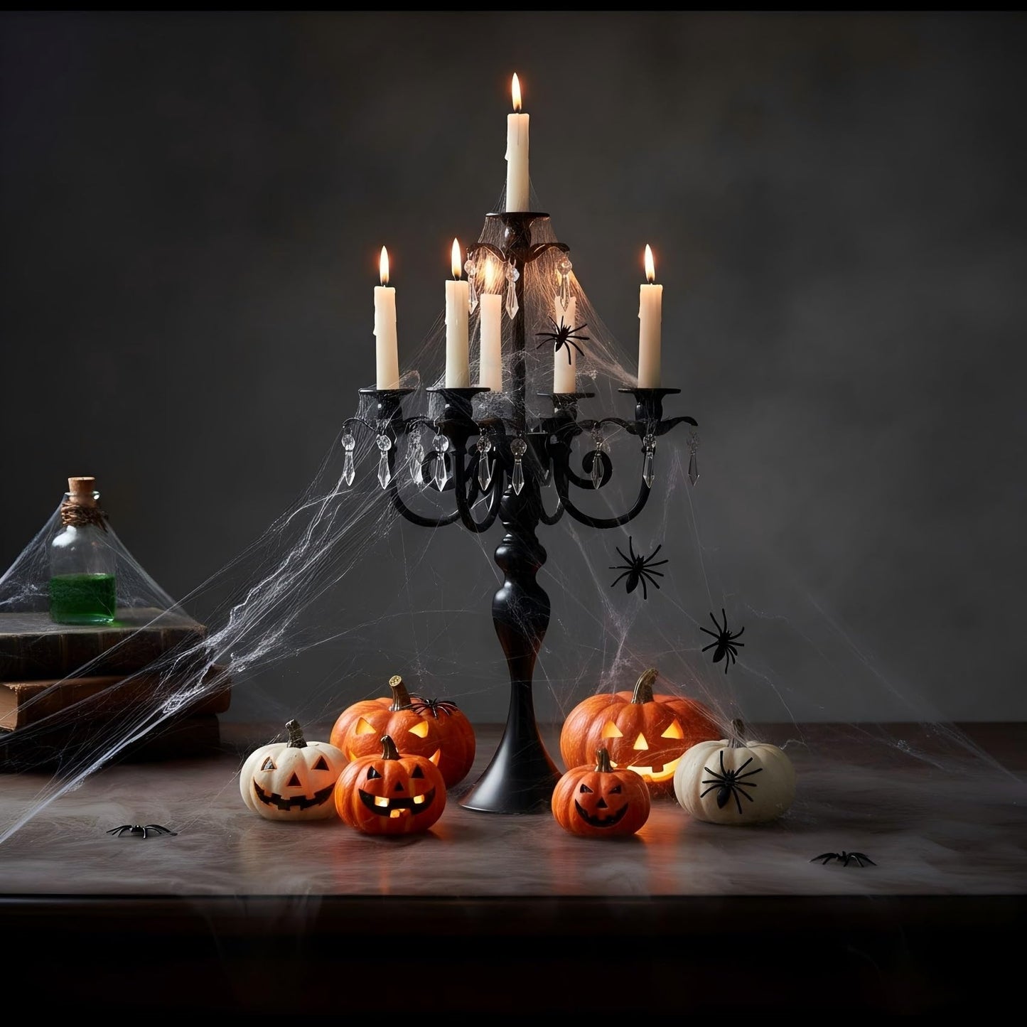 2Pcs Candelabras Centerpieces for Tables, 20" Tall Candlestick Holder for Taper Candles, 5 Arm Crystal Candelabra Candle Holder for Wedding Centerpiece Decor Party Event Reception Decoration (Black)