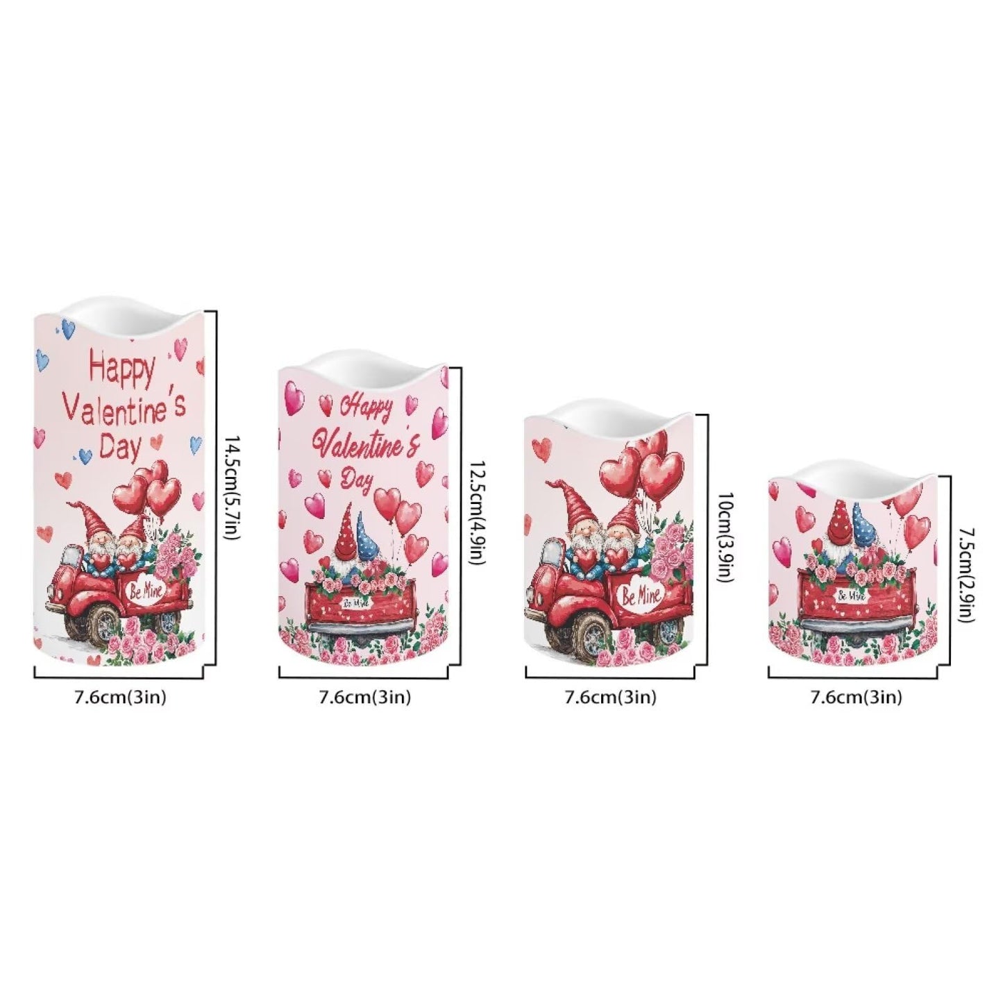 Uorisanigo Cute Gnome Rose Plastic Flameless Candles with Remote Control and Timer American Flag LED Flickering Battery Electric Pillar Candles for Home Valentine's Day Decoration