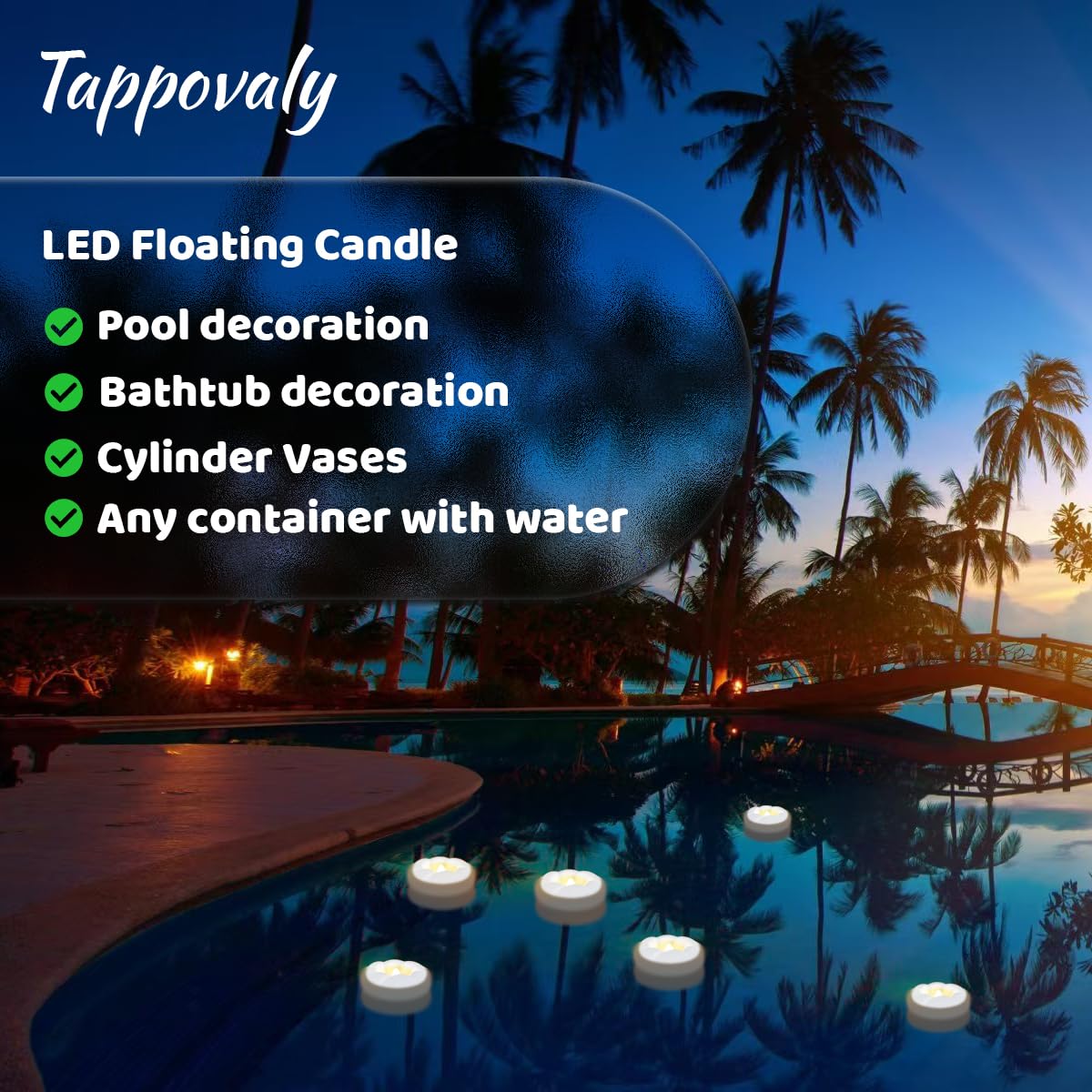 36PACK LED Flameless Floating Candles, 3'' Battery Operated Flickering Waterproof Plastic Tealights for Cylinder Vases, Pool, Centerpieces at Wedding, Party, Holiday Decor(Warm White)