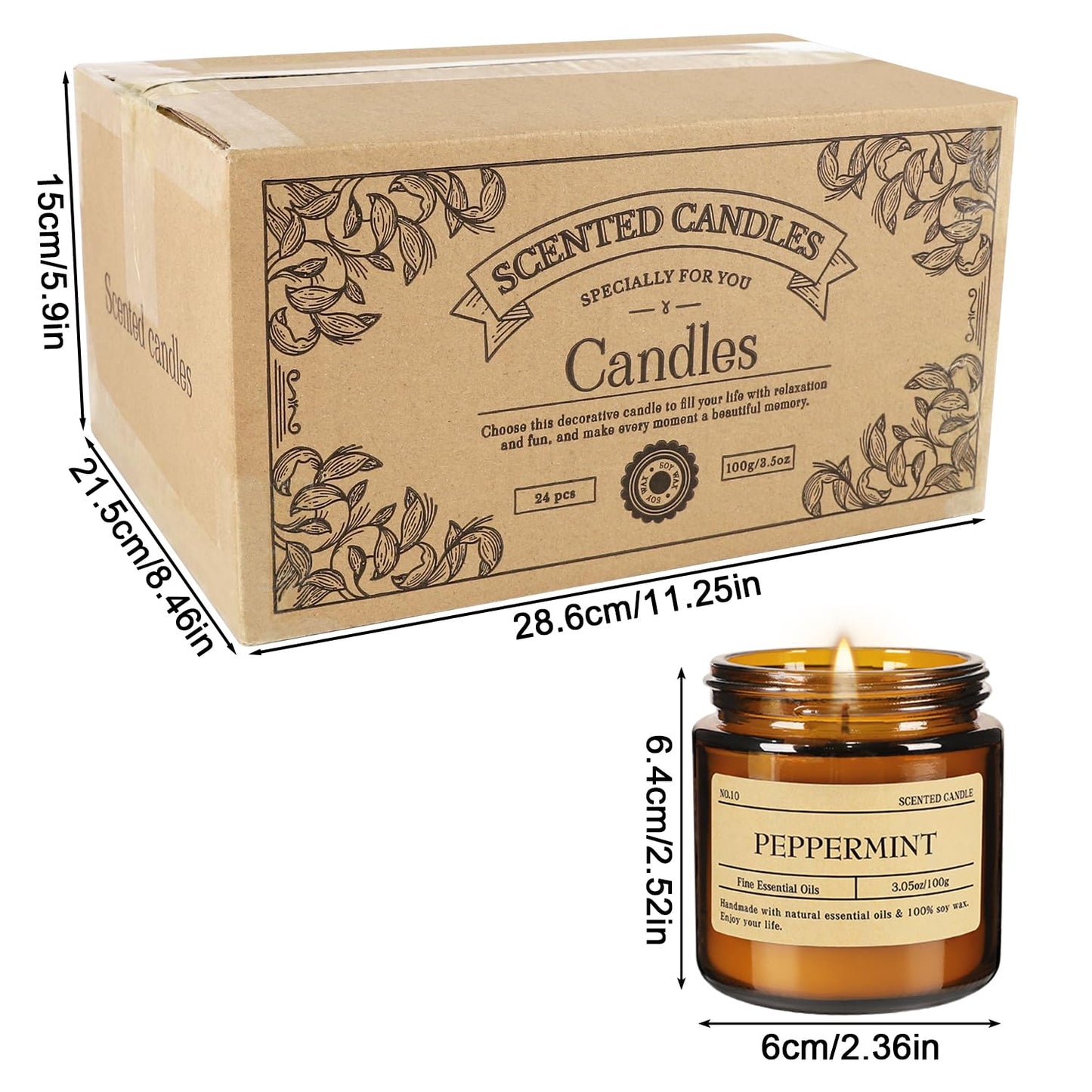 24-Pack 3.05oz Scented Candle Gift Sets - 12 scents Jars Natural Soy Wax for Women, Home Decoration and Elegant Occasions
