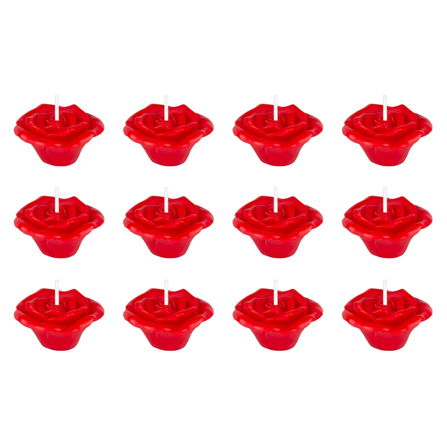 Mega Candles 12 pcs Unscented Rose Petals Flower Red Floating Candles, Hand Poured Wax Candle 2 Inch Diameter, Home Décor, Wedding Centerpieces, Holidays, Occasions, Events, Festivities
