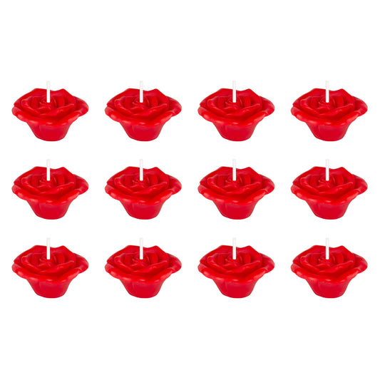 Mega Candles 12 pcs Unscented Rose Petals Flower Red Floating Candles, Hand Poured Wax Candle 2 Inch Diameter, Home Décor, Wedding Centerpieces, Holidays, Occasions, Events, Festivities