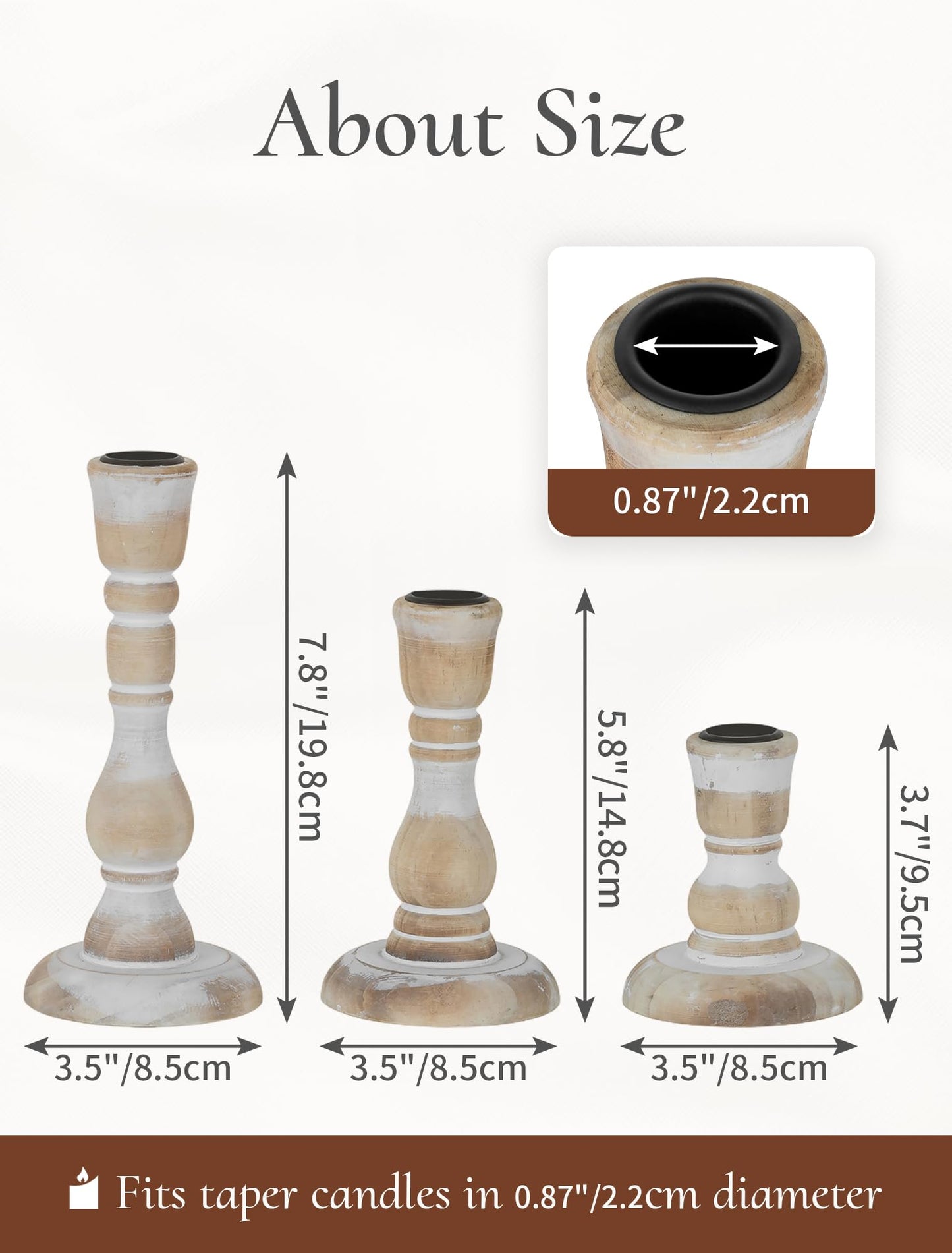 Inweder Wooden Candlestick Holders Rustic: Farmhouse Wood Taper Candle Holders Boho Candle Sticks Holder Fall Decor for Dinning Table Mantle Party Holiday Christmas Wedding Home Set of 3