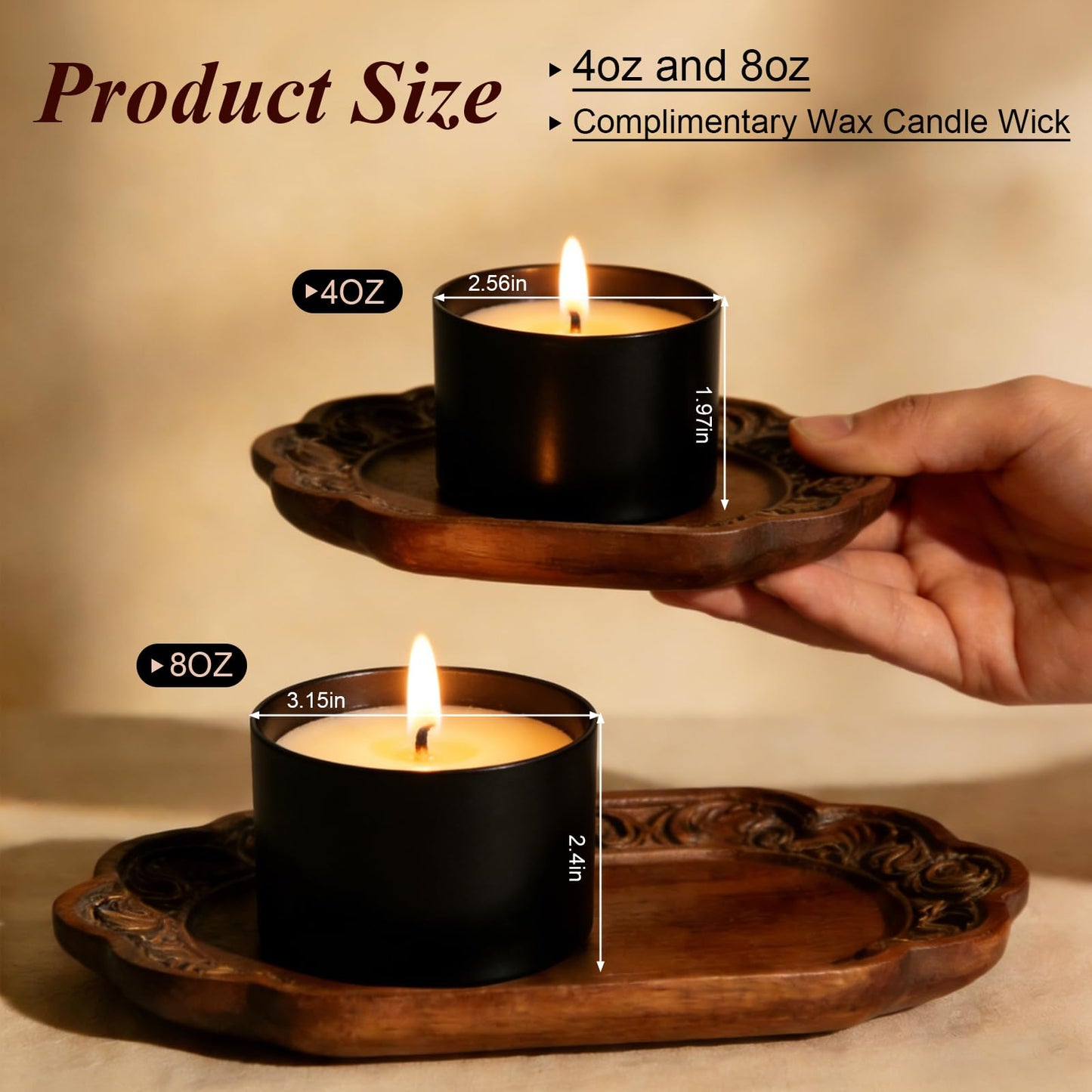 PCREGPAE Candle Tins Jars Container 8 OZ with Lids and Wicks,Heavy-Duty Matte All-Black 8 OZ Small Bulk Empty Candles Tins Jars Vessels Container for Making Candle Business (Black,10pcs)