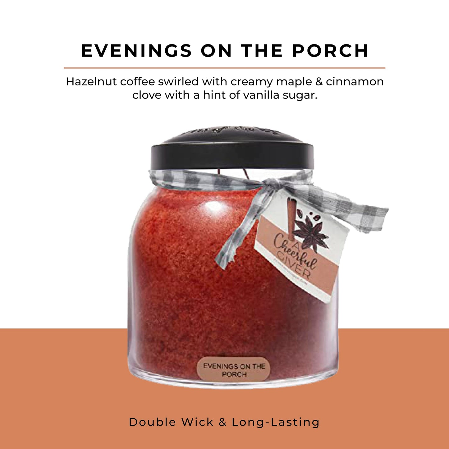 A Cheerful Giver — Evenings on the Porch - 34oz Papa Scented Candle Jar with Lid - Keepers of the Light - 155 Hours of Burn Time, Gift for Women, Red