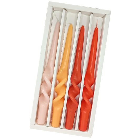 Spiral Taper Candles Twisted Candle Sticks Unscented Handmade Candles Gradient Orange Candlesticks Dinner Candles for Home Decor Wedding Gatherings Relaxation Special Occasions Celebrations