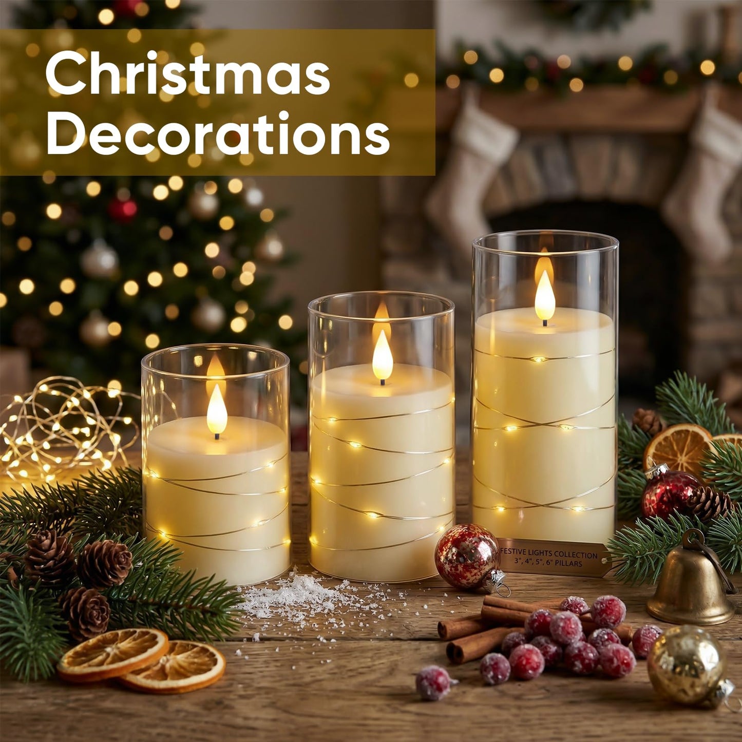 Amagic LED Flameless Candles, Battery Operated Candles with Embedded Fairy Lights, Acrylic Fake Candles with Remote and Timer for Wedding Home Decor, Ivory White, Set of 6, D3 x H4 5" 6"