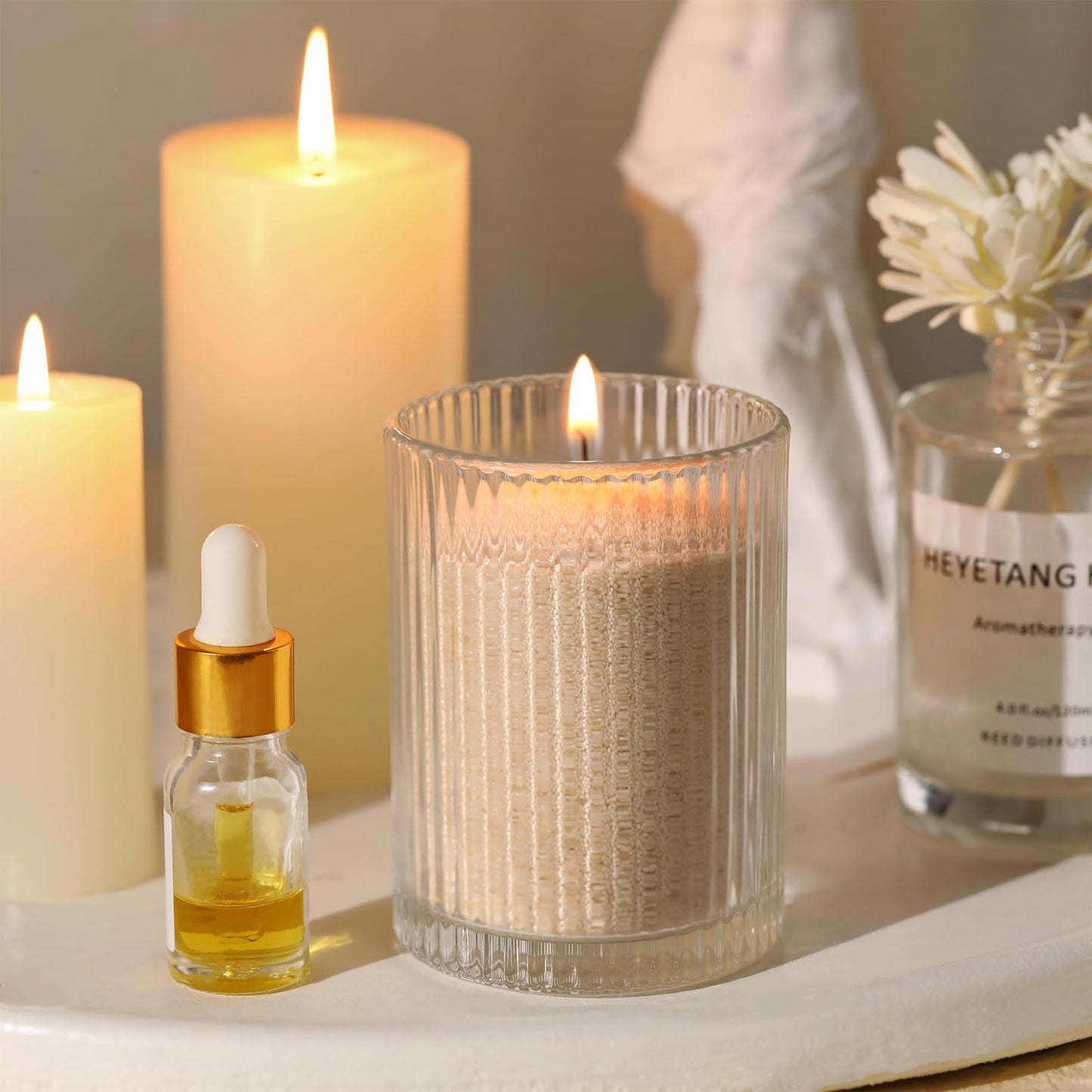 REISEN 2.2lb/35OZ Candle Sand Wax- Unscented Nude Sand Candle with 10 Wicks & Wooden Spoon, Non Toxic Wax Beads, Refillable Natural Wax for Powder Candle Making
