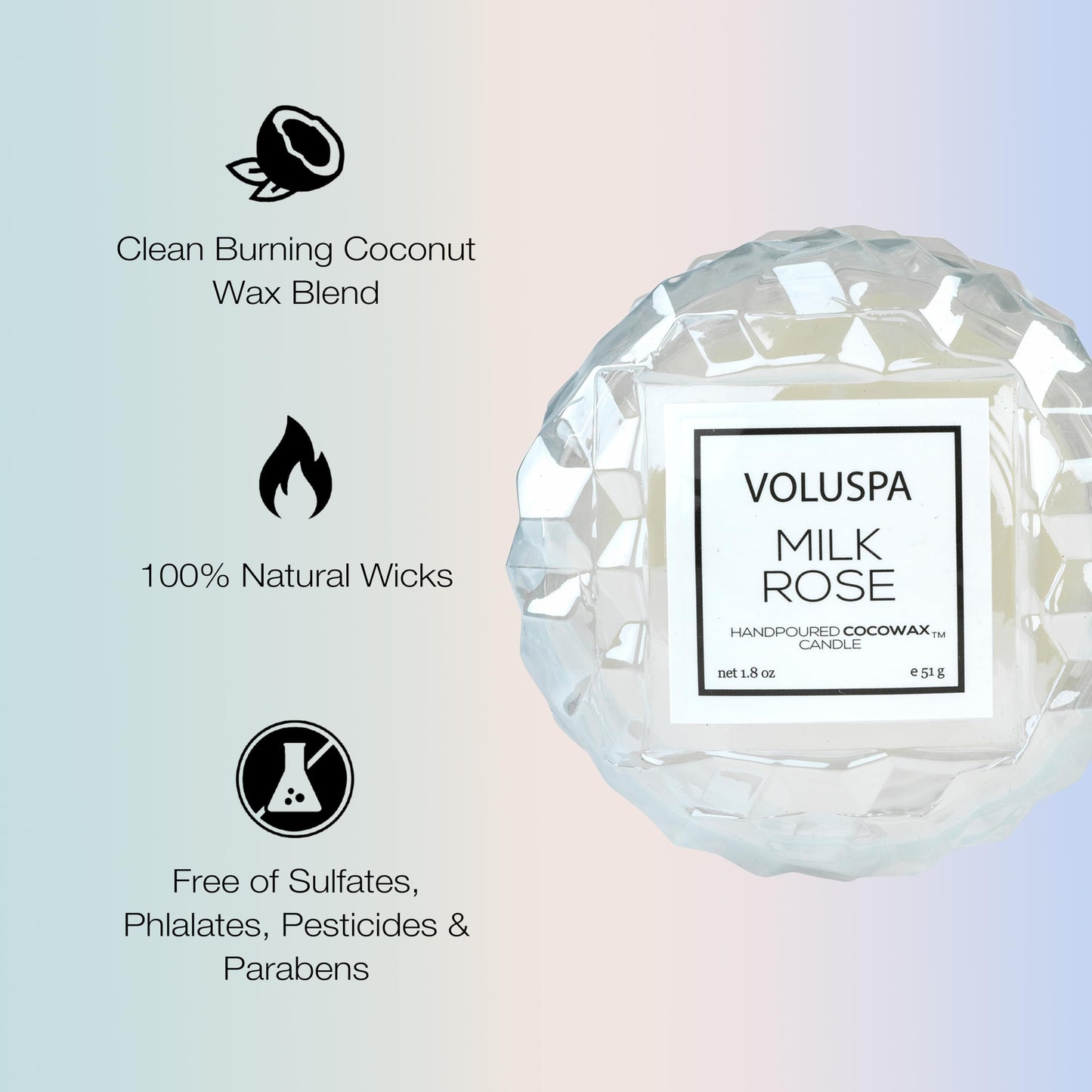 Voluspa Milk Rose, Macaron Candle, 1.8 Ounce, 15 Hour Burn Time, Coconut Wax for Clean Burning, Handcrafted in The USA