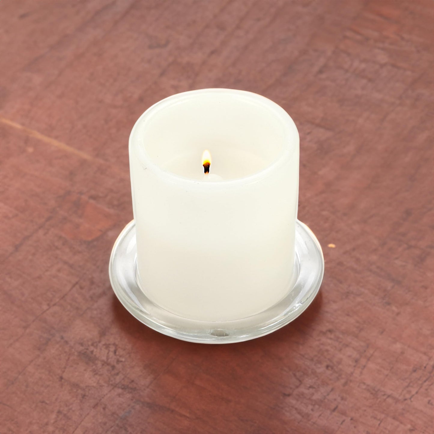 WGV Tea Light Votive Candle Holder Plate 4" W, Clear Flat Plate Glass, Small Home Accent Decor, 1 Pc
