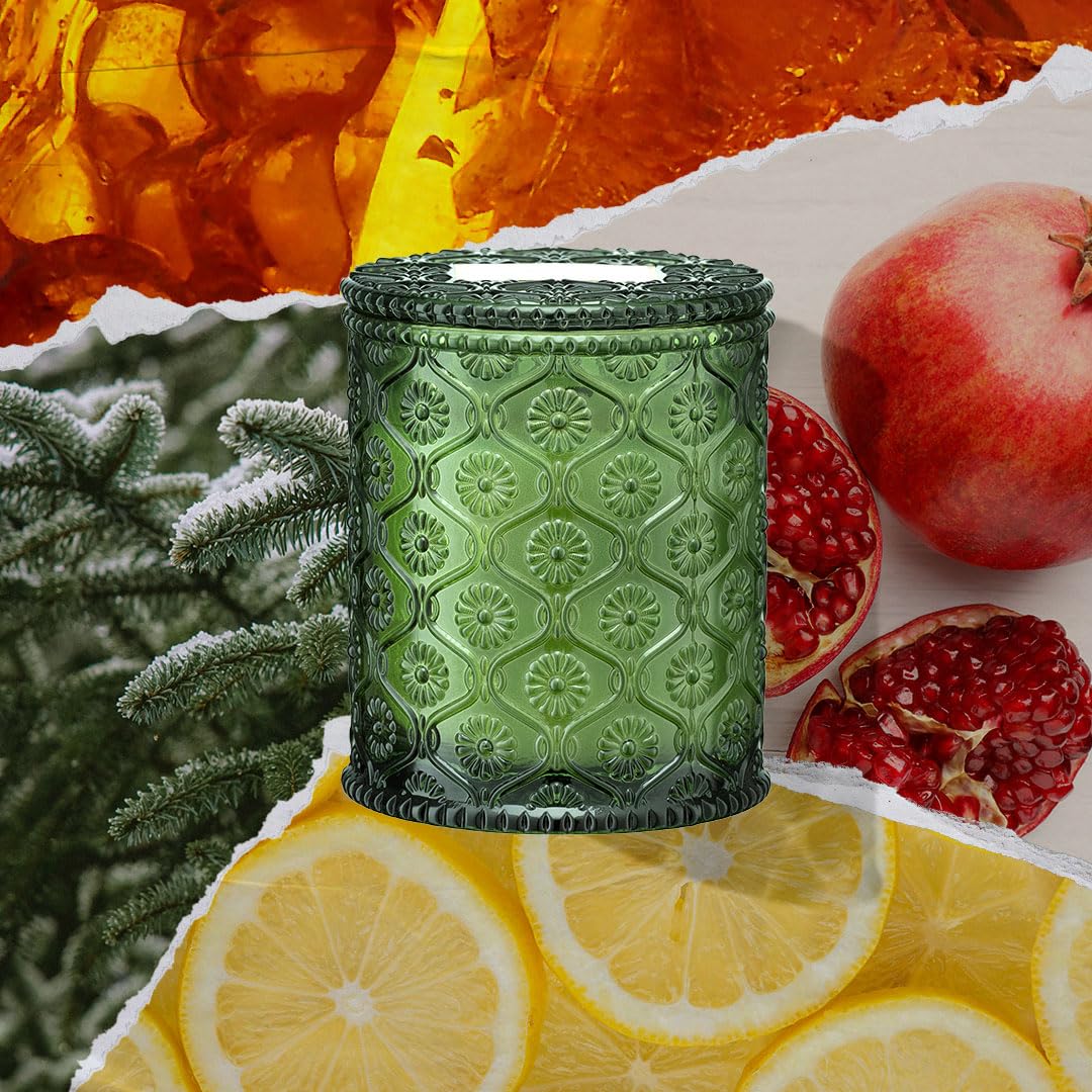 LA JOLIE MUSE Pine & Pomegranate Candle | Lemon, Pomegranate & Pine | 6 oz Natural Soy Wax | 40 Hours Clean Burn | Gift-Ready for Hosts, Gatherings | Elegant Home Décor