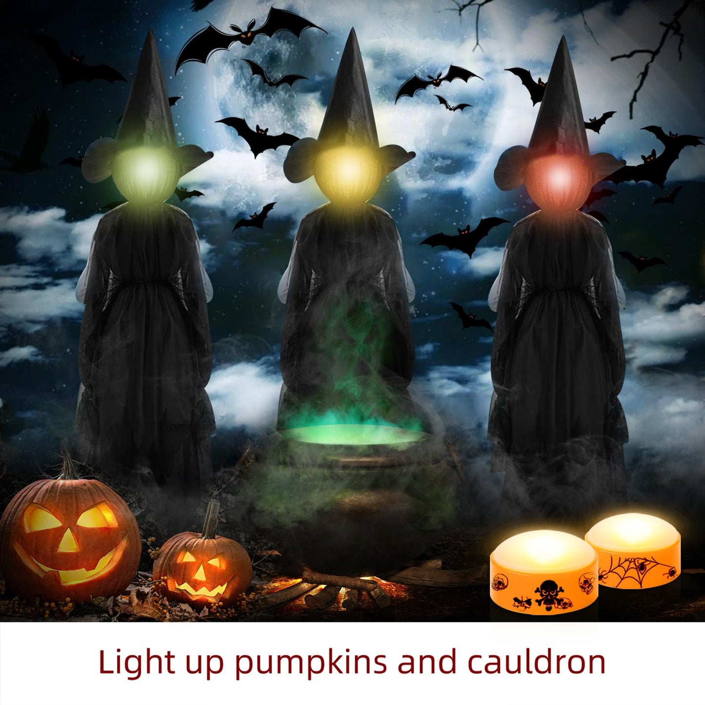 CANDLE IDEA 2 PCS Halloween LED Pumpkin Lights with Timer and Remote, Battery Operated Jack-O-Lantern Orange Light for Halloween Decor, Flameless Candles for Pumpkin Decoration