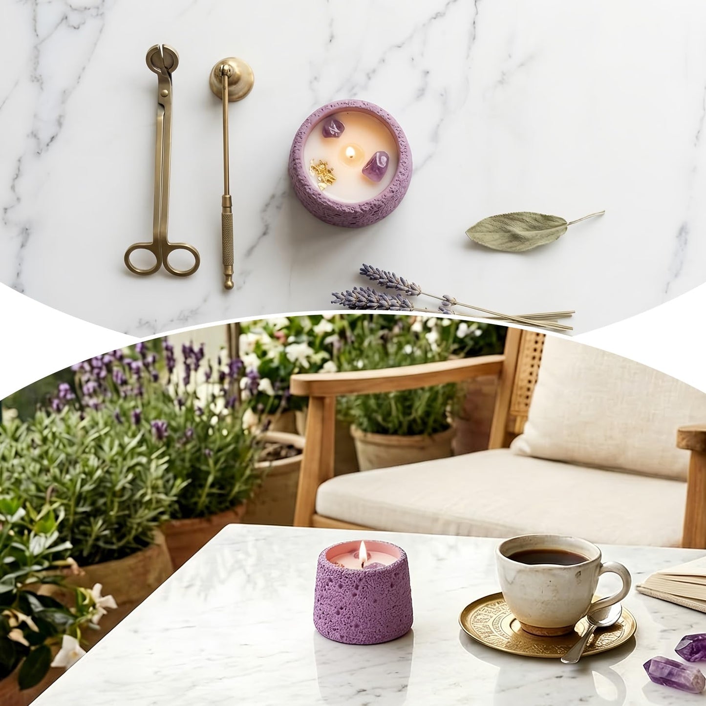 Scented Candle, Soy Candle, Non-Toxic Aroma Candles, Ebony & Rose Scented, Amethyst Crystal, Gift for Women (Net wt. 200g)