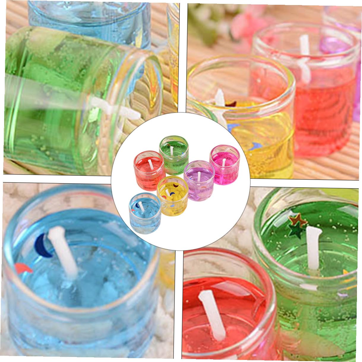 TOVINANNA 6pcs Romantic Gel Wax Candles for Valentine's Day Candlelight Dinner Portable and Evenly Burning Heart-Shaped Votive Candles for Birthdays