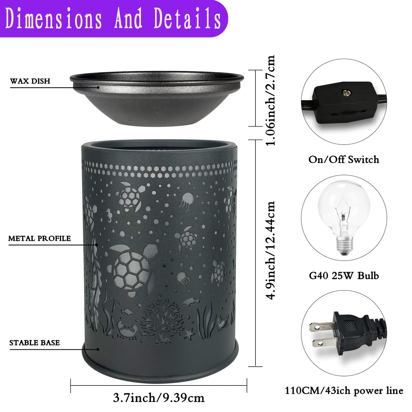 Wax Warmer for Scented Wax melt Warmer Wax Melter for Candle Making lamp Candle Warmer Plate Oil Burner for Home Decor and Gifts for Holiday(Sea Turtle)