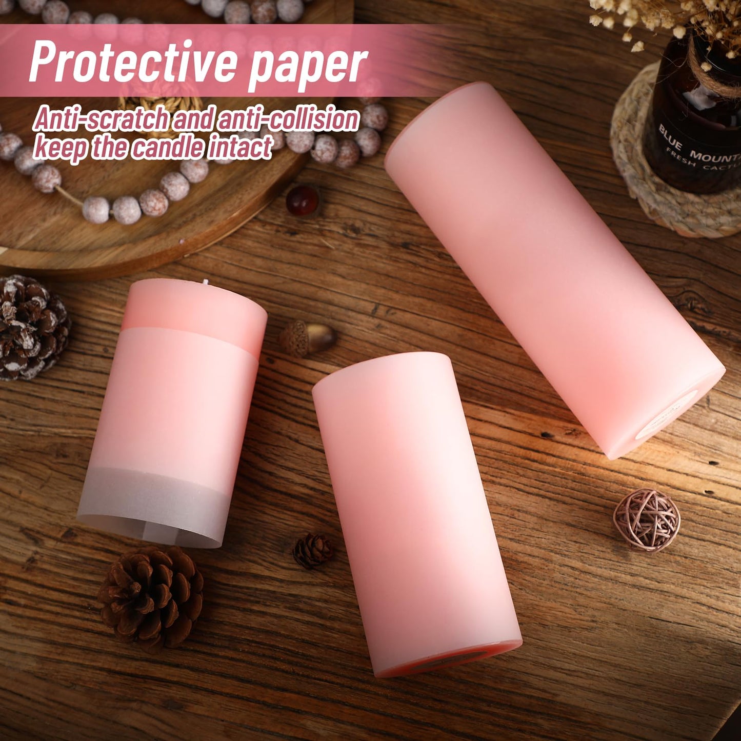 Sumind Set of 12 Pillar Candles Bulk 3"x 4", 6", 8" Dripless Unscented Poured Candles Long Clean Burning Tapers for Wedding Rustic Party Spa Bath Home Decor Relaxation All Occasions(Pink)
