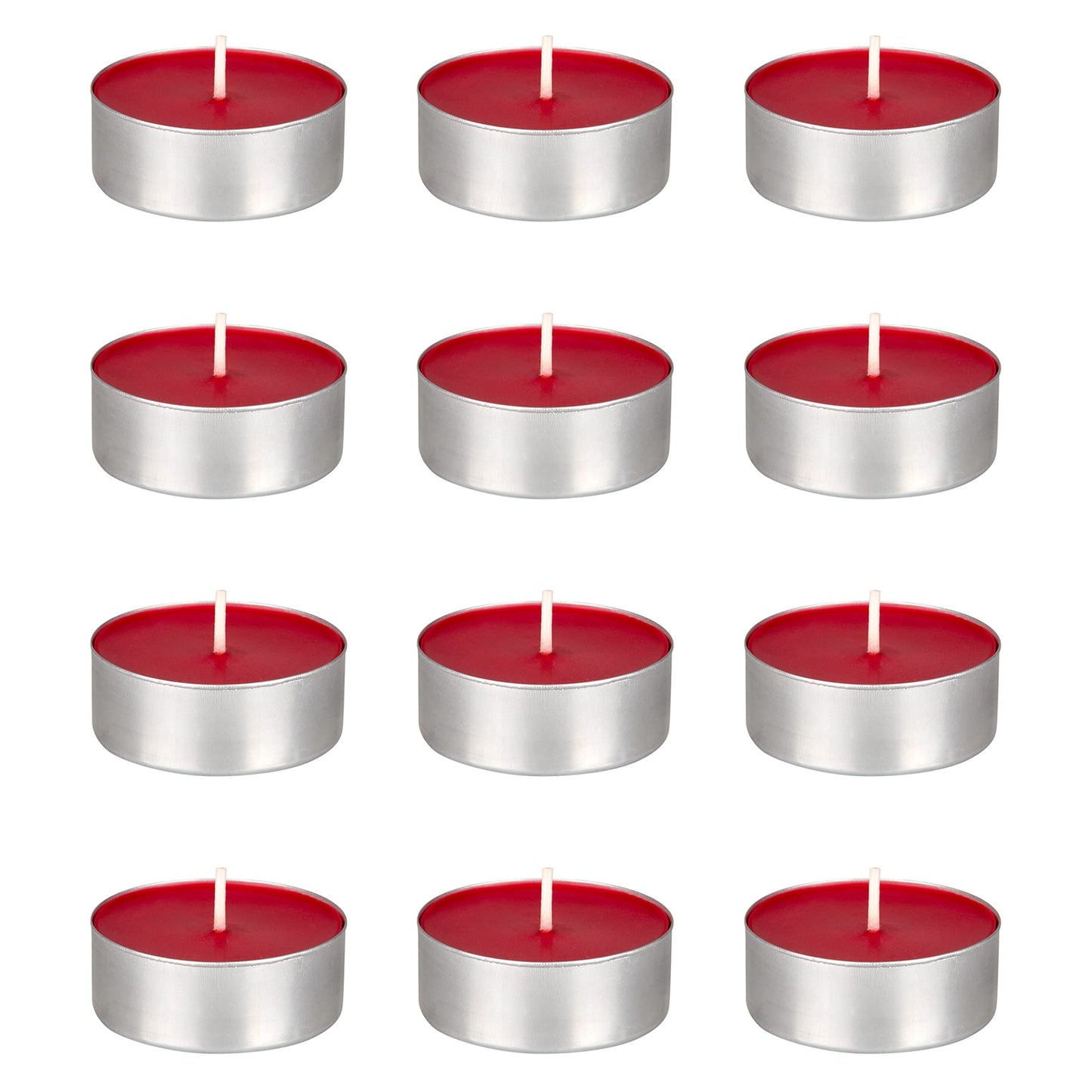 Mega Candles 12 pcs Unscented Oversize Red Tea Lights Candles, Pressed Wax Candle 12 Hour Burn Time, Home Décor, Wedding Receptions, Occasions, Events, Meditations, Tranquility, Spa