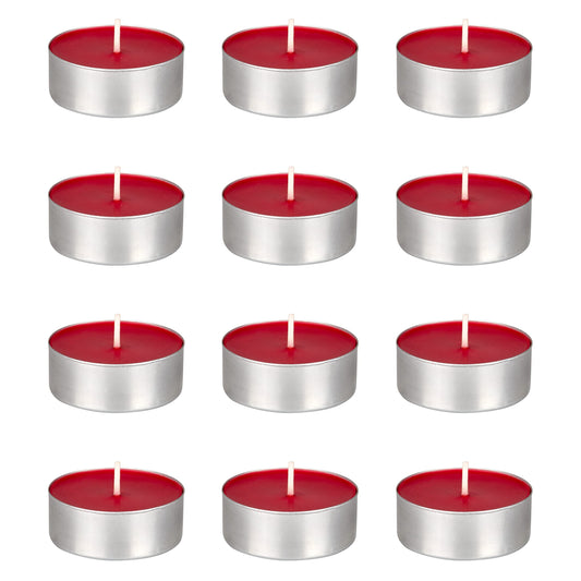 Mega Candles 12 pcs Unscented Oversize Red Tea Lights Candles, Pressed Wax Candle 12 Hour Burn Time, Home Décor, Wedding Receptions, Occasions, Events, Meditations, Tranquility, Spa
