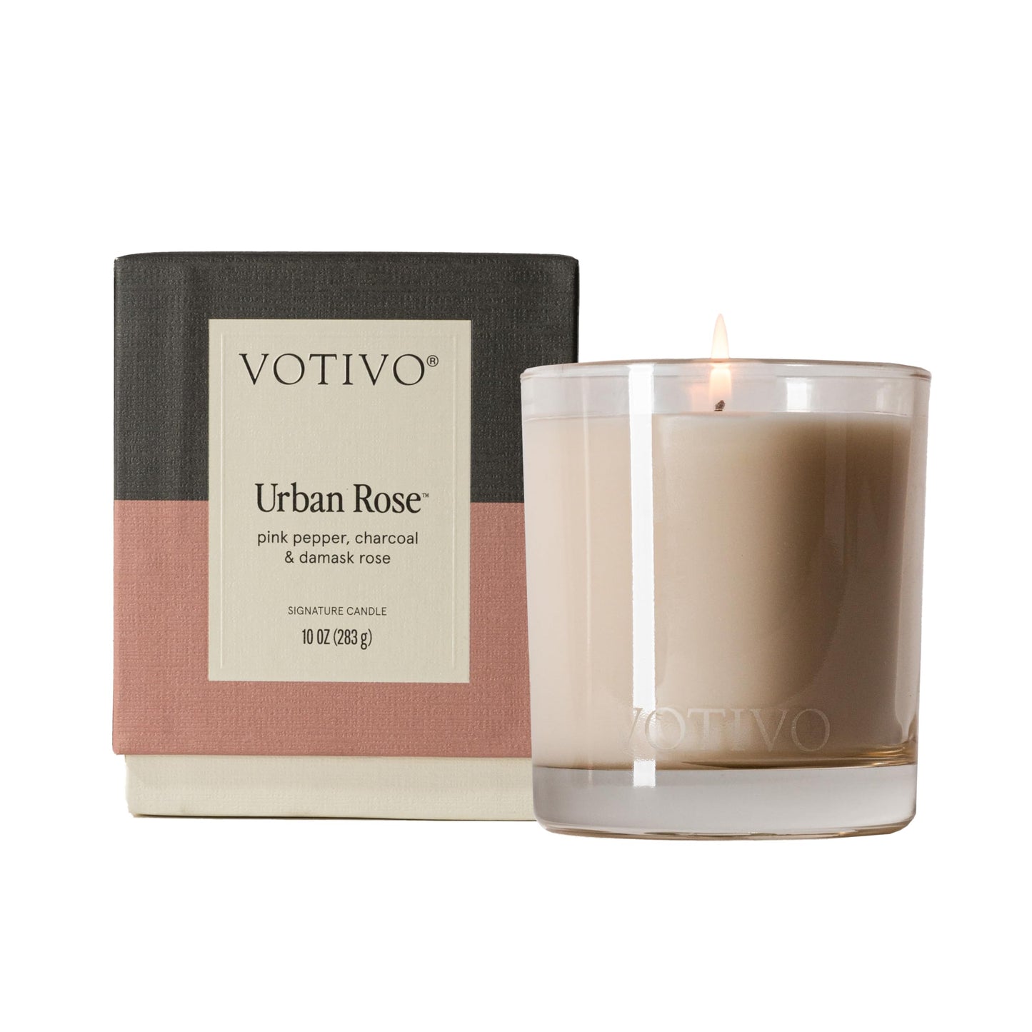 Votivo Urban Rose 10 oz Signature Candle | Soy Wax Blend | Floral Scent | Luxury Glass Jar & Box | Gifts | Highly Scented