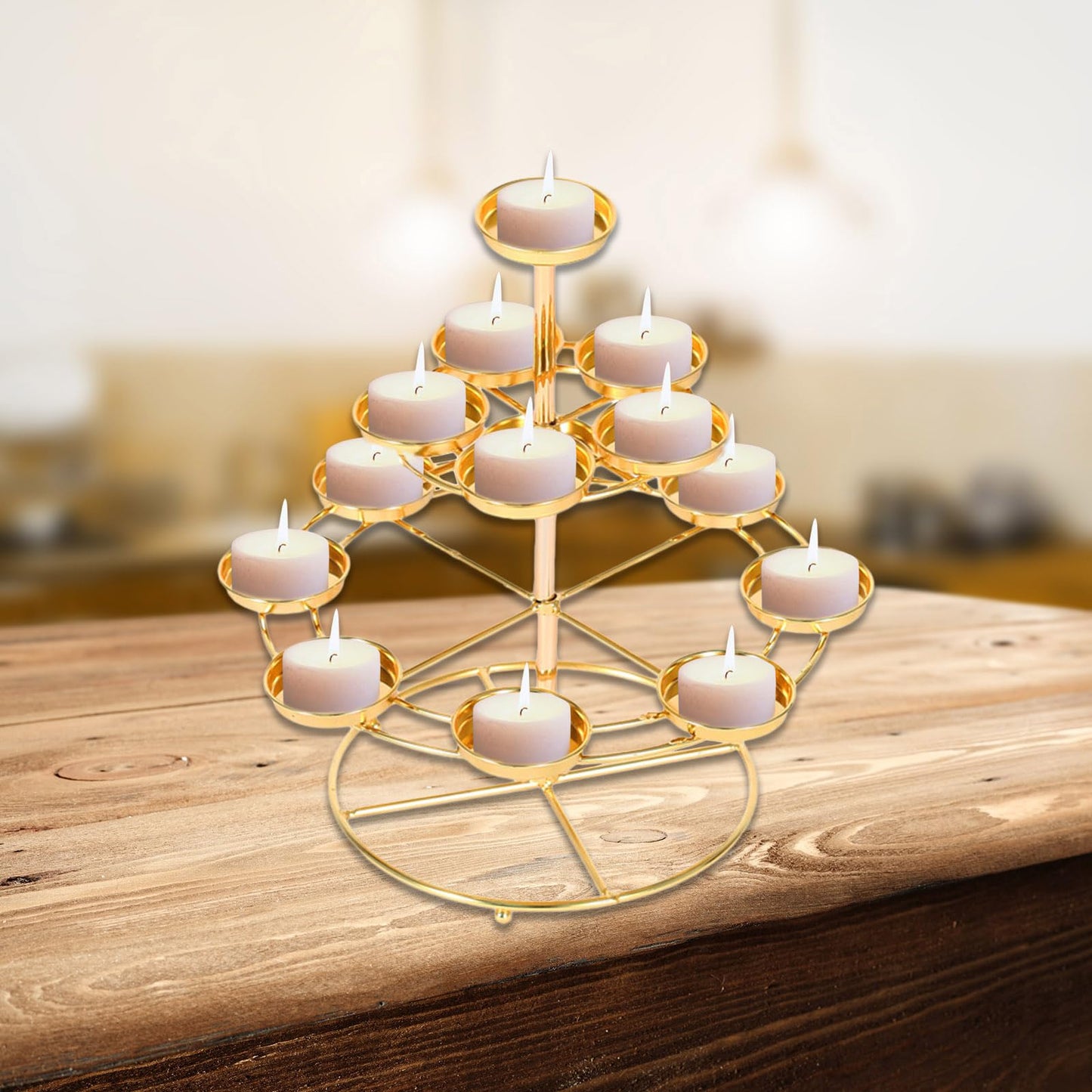 MIXIKE 1PC 3 Layer 14 Lamp Home Table Centerpieces Butter Lamp Desk Ornament Candle Holder Butter Lamp Candle Holder