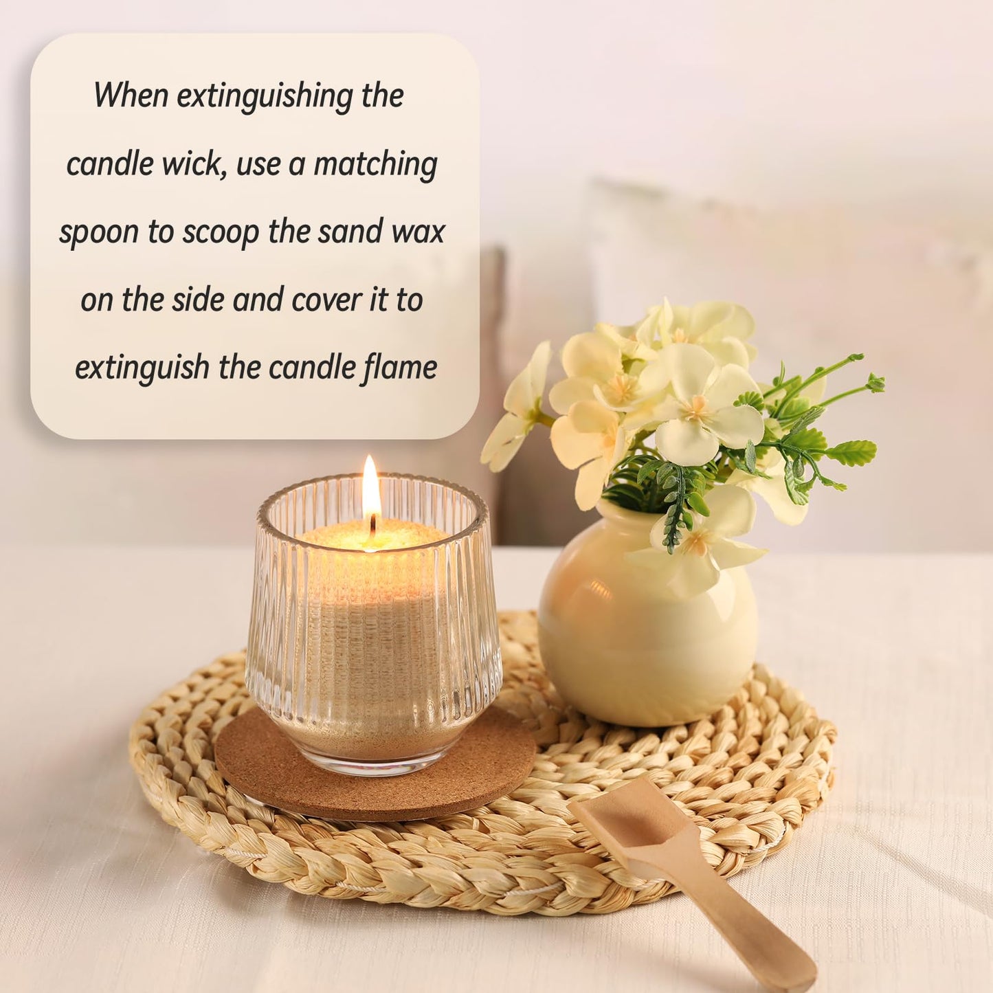 REISEN 2.2lb/35OZ Candle Sand Wax- Unscented Nude Sand Candle with 10 Wicks & Wooden Spoon, Non Toxic Wax Beads, Refillable Natural Wax for Powder Candle Making