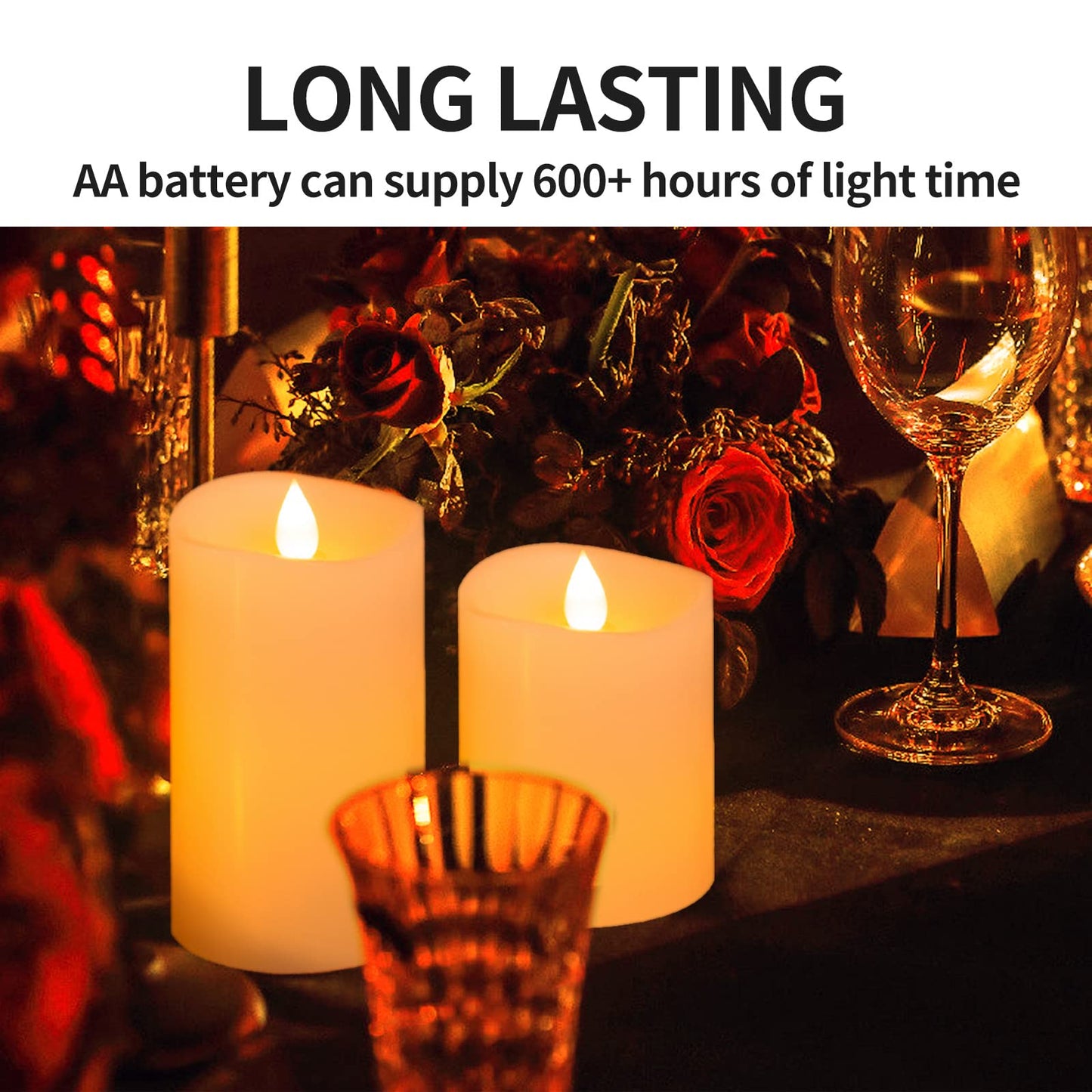 ASLDOIWEH 3x4 Flameless Candles Set of 1, 2AA Battery Life 600 Hours Battery Candles Flickering with Timer, 4 inch Flameless Candles with Remote for Indoor/Outdoor, Ivory