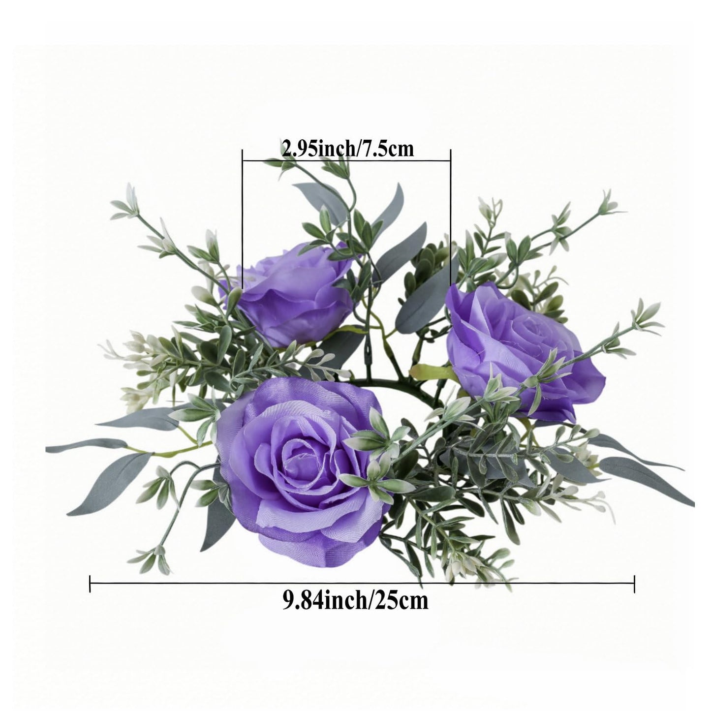 Youshe 4 Pcs Artificial Rose Candle Ring, Valentine's Day Candle Rings Wreaths Mini Floral Garland Wedding Table Pillar Centerpiece for Xmas Home Farmhouse Party Candle Holder Décor (Purple)
