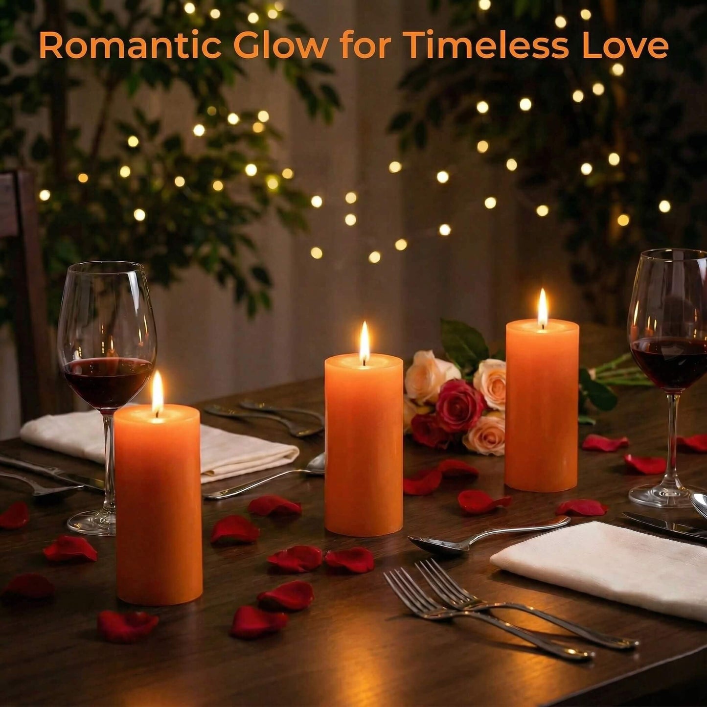 Richland Set of 3 Orange Pillar Candles 3" x 6" Unscented for Weddings Home Halloween Fall Decor Relaxation Spa Church