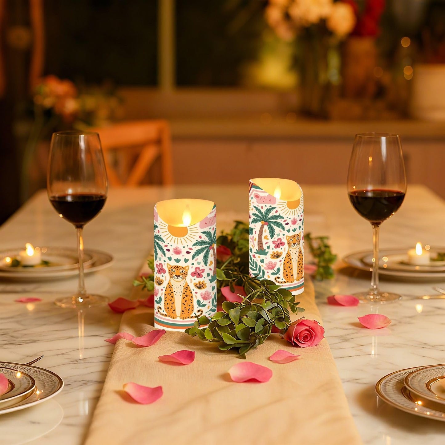 Gravopti Panther 2 Pack Flameless LED Pillar Candles with Remote & Timer, Battery Operated, Flickering Wax Candle for Wedding, Romantic Home & Party Decor