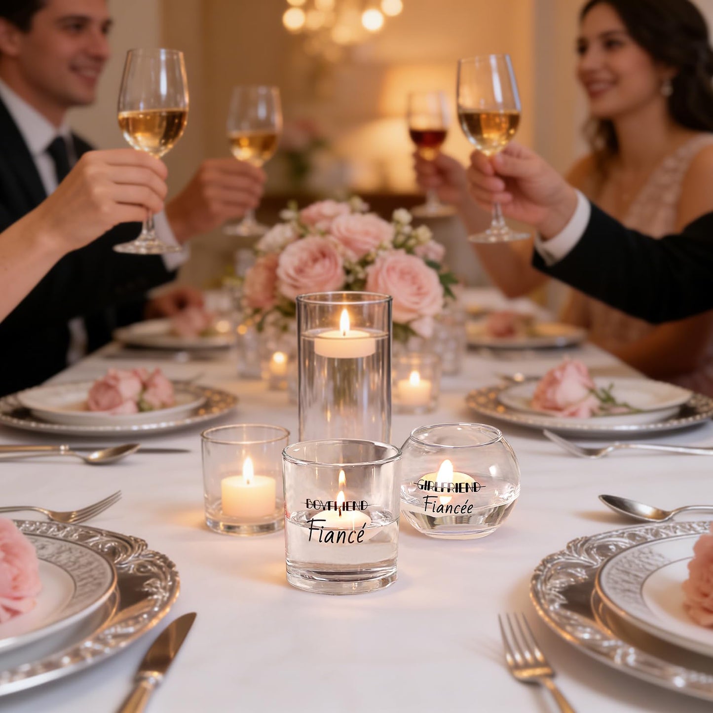 HAVITI 12PCS Votive Candle Holders Engagement Gifts for Couples, Glass Tealight Candle Holder, Floating Candle Holders for Engagement Centerpieces Dinner Party Table Decor