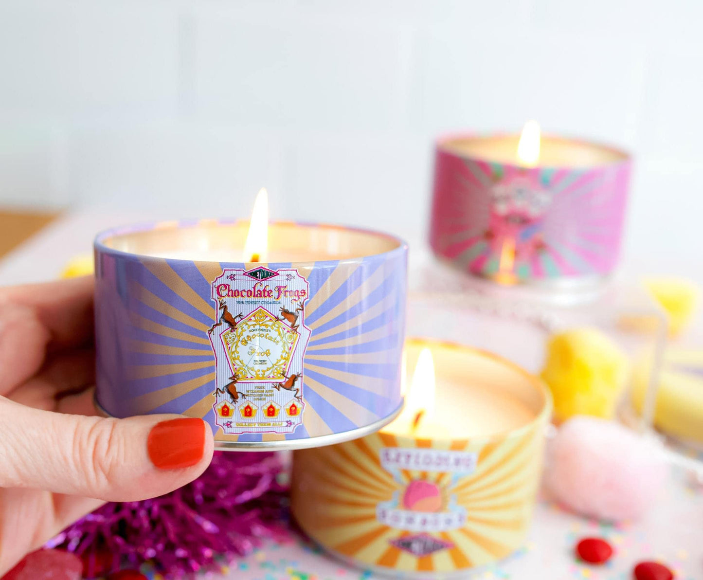 Harry Potter Honeydukes Stacking Tins Of Scented Soy Wax Candles, Set of 3 With Unique Fragrances | 25-Hour Burn Time For Cleansing | Home Decor Housewarming Essentials, Wizarding World Hogwarts Gifts