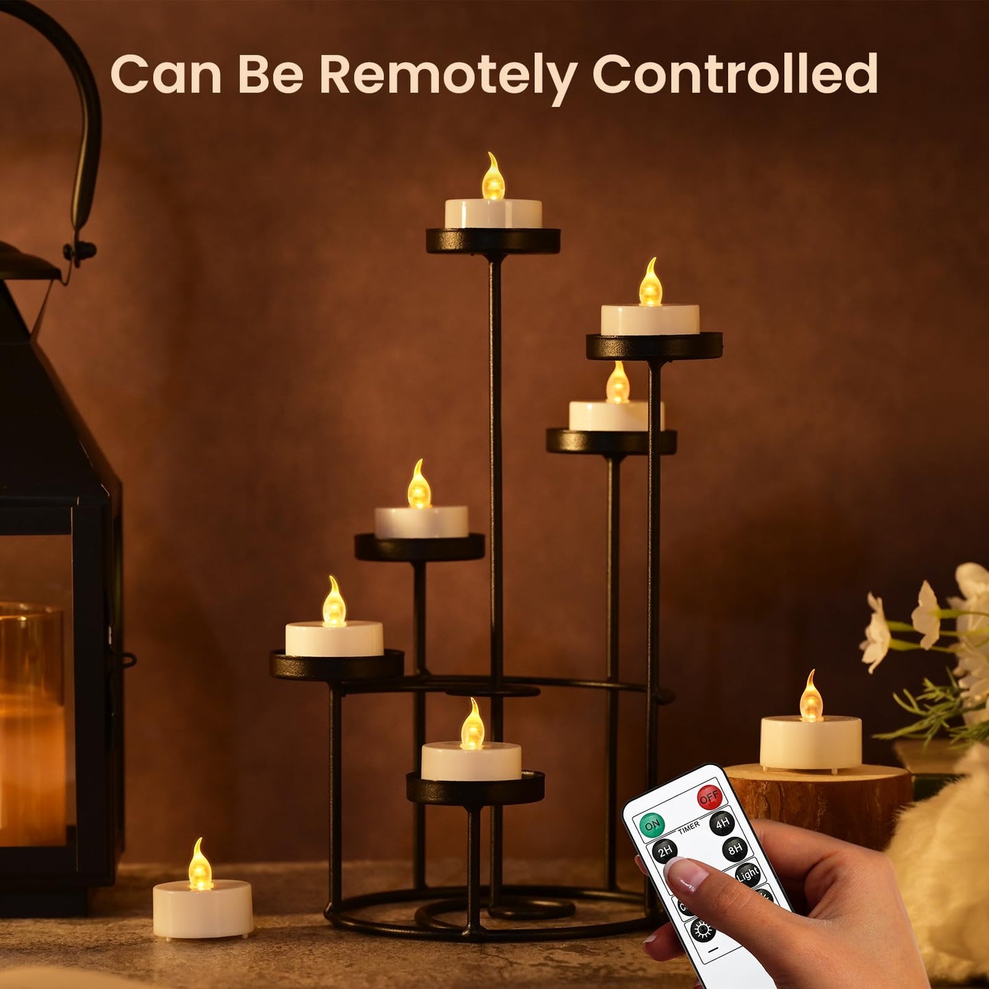 JOSU 12Pcs Flickering Flameless Led Tea Lights Candles Battery Operated, 200+ Hours Fake Electric Candles with Remote Timer, Warmer Lamp White Candlesticks for Home Wedding Party Decor