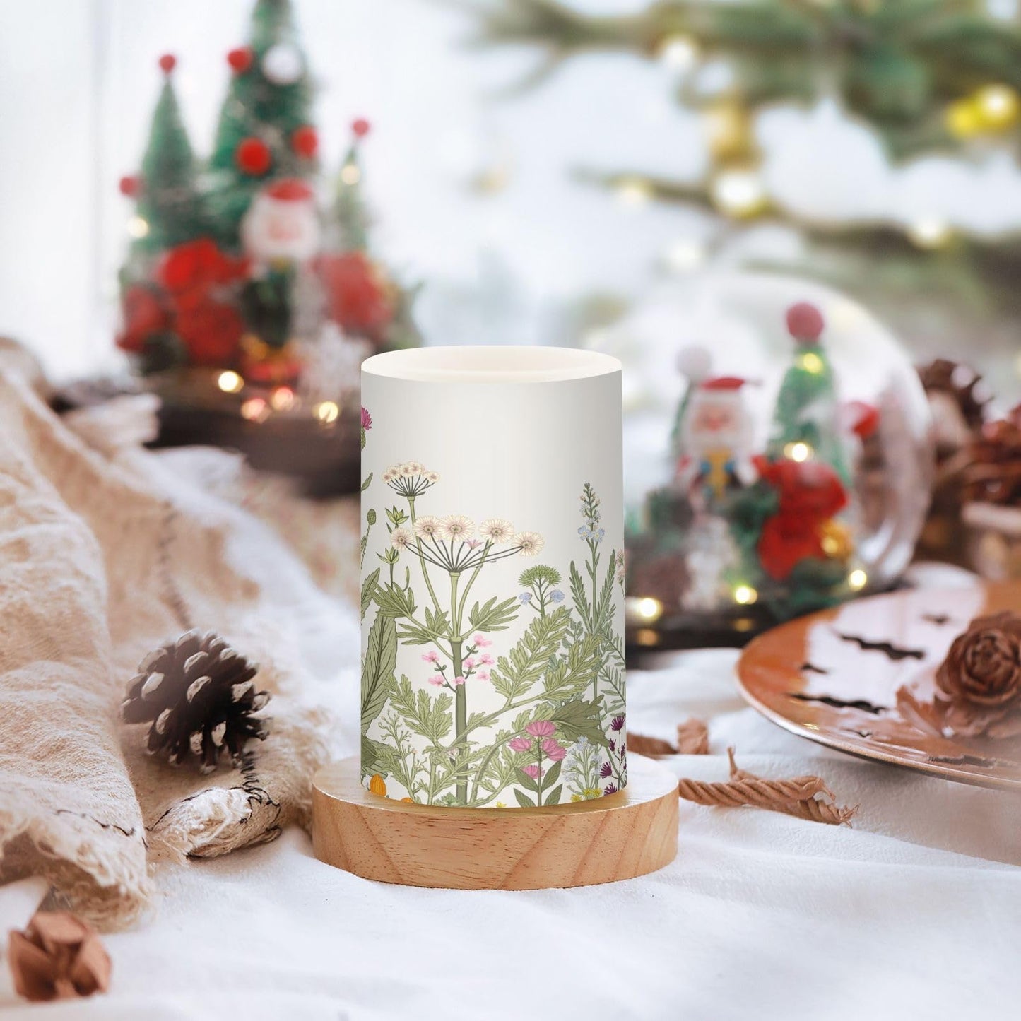 BOENLE Flickering Flameless Candles, Flowers Herbs Wildflowers Botanical LED Candles with Remote Timer, Set of 2 Battery Operated Candle for Valentine Wedding Birthday