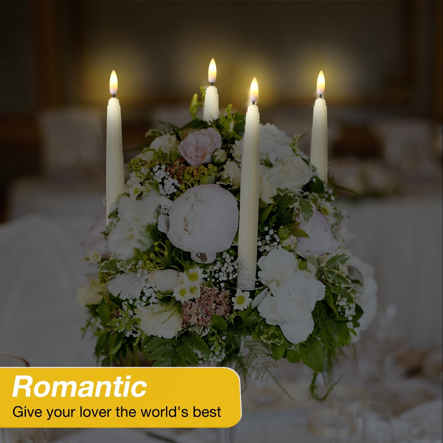 Tuanse 20 Pcs Flickering Flameless Taper Candles Bulk LED Battery Operated Realistic Flame Effect with Remote & Timer Safe No Fire Wax Drip Candles for Wedding Church Home Decor (8.46",Beige)