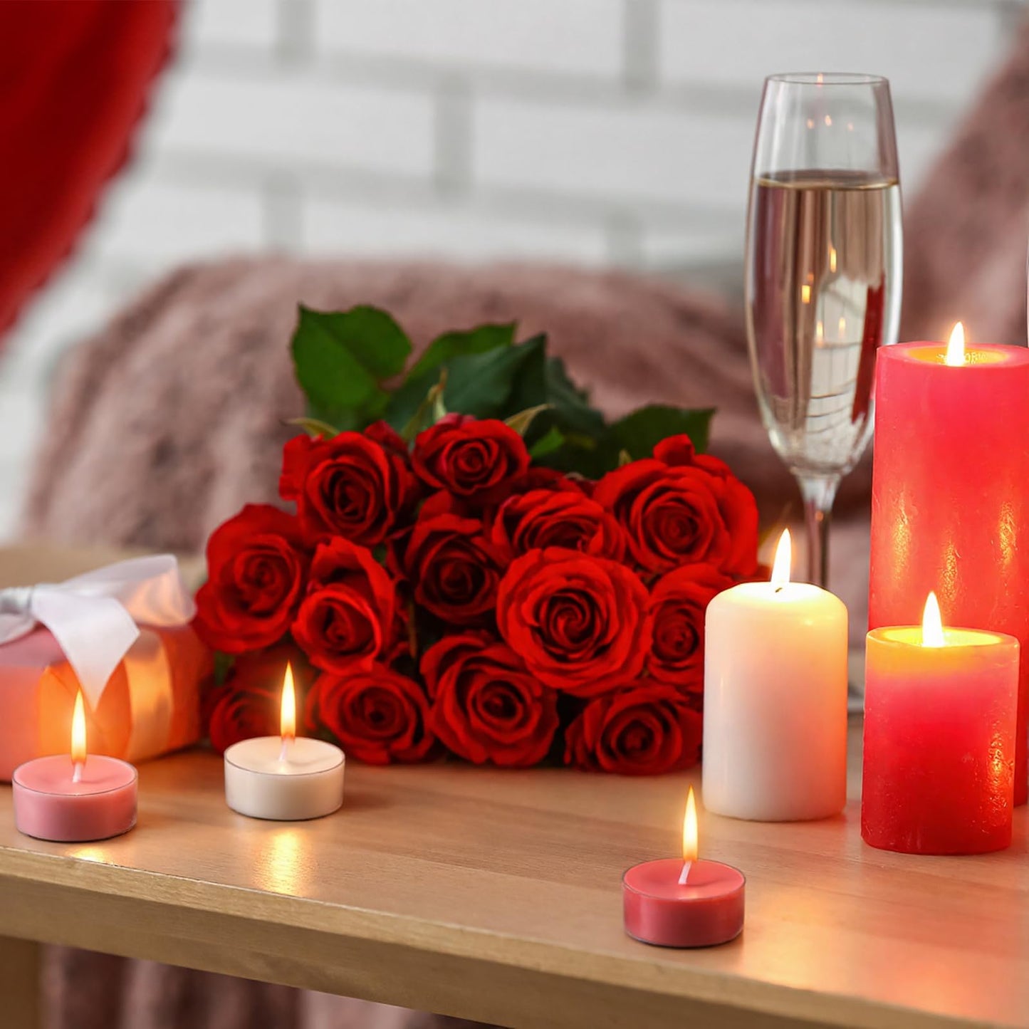 Honoson 12 Pack Valentine's Day Tea Lights Candles Tea Light Natural Wax Scented 6 Scents Conversation Candle for Spring Easter Wedding Engagement Gift Anniversary Summer Home Decor(White, Pink, Red)