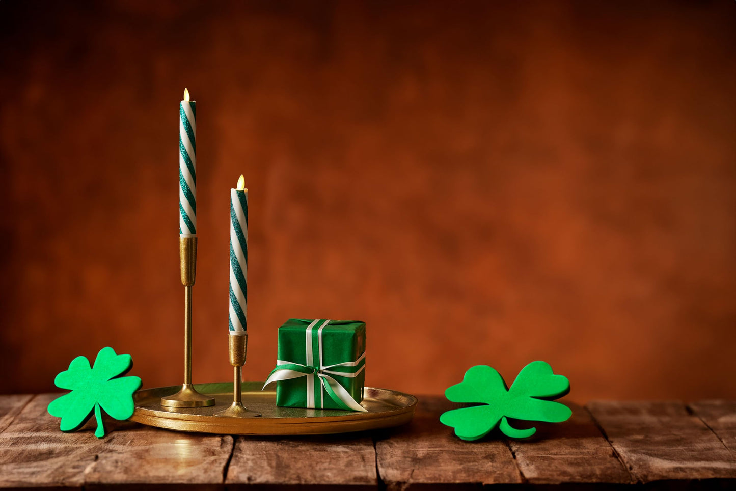 Luminara - Flameless Battery Operated Taper Candle - Candy Cane Green- Pack of 2-1x9.75 - LED Flickering Flame- Realistic Safe for Home Kids and Pets