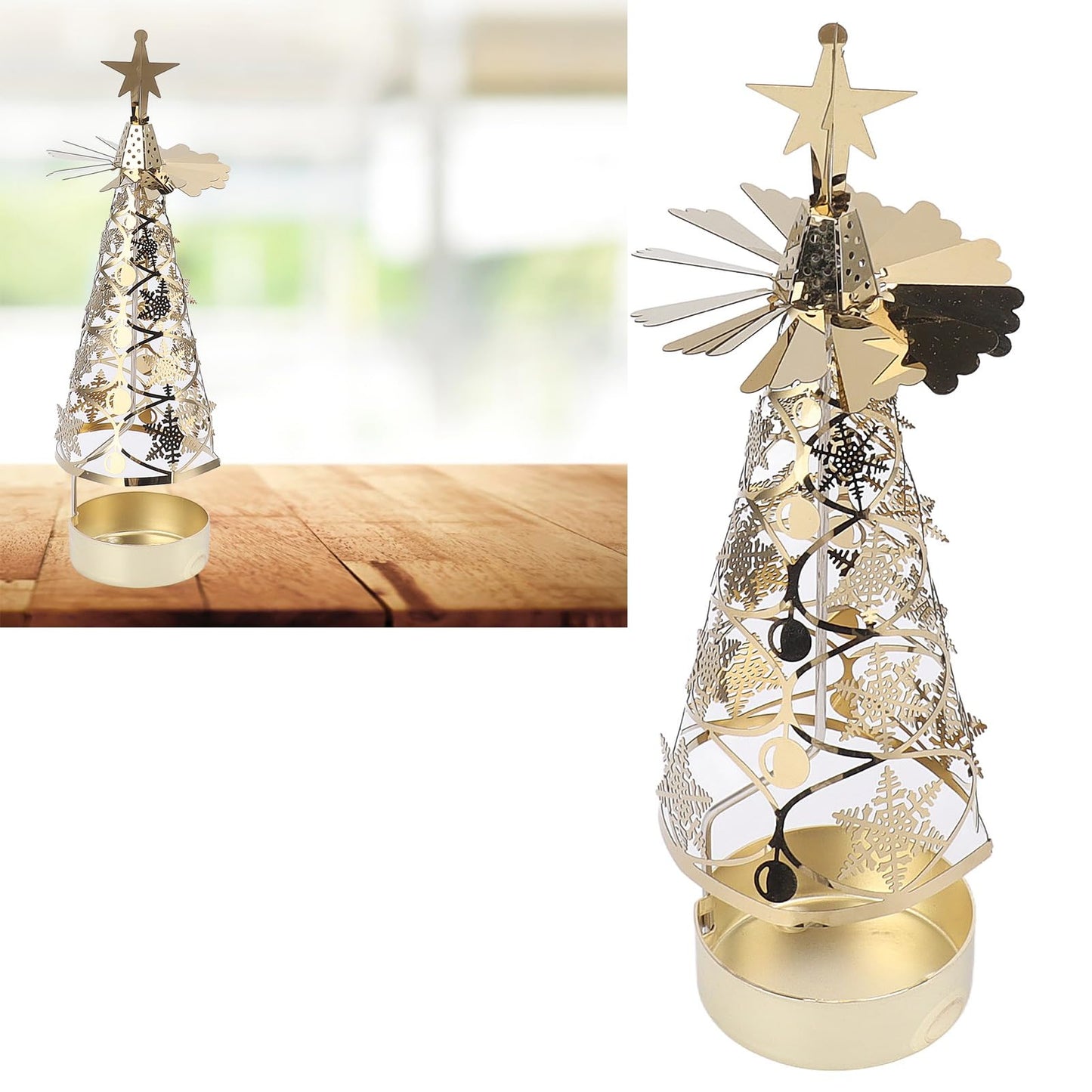 Fdit Candle Holder Christmas Candlestick Aromatherapy Gifts Carousel Creativity Romantic Set Holder Poster (Gold Snowflake)